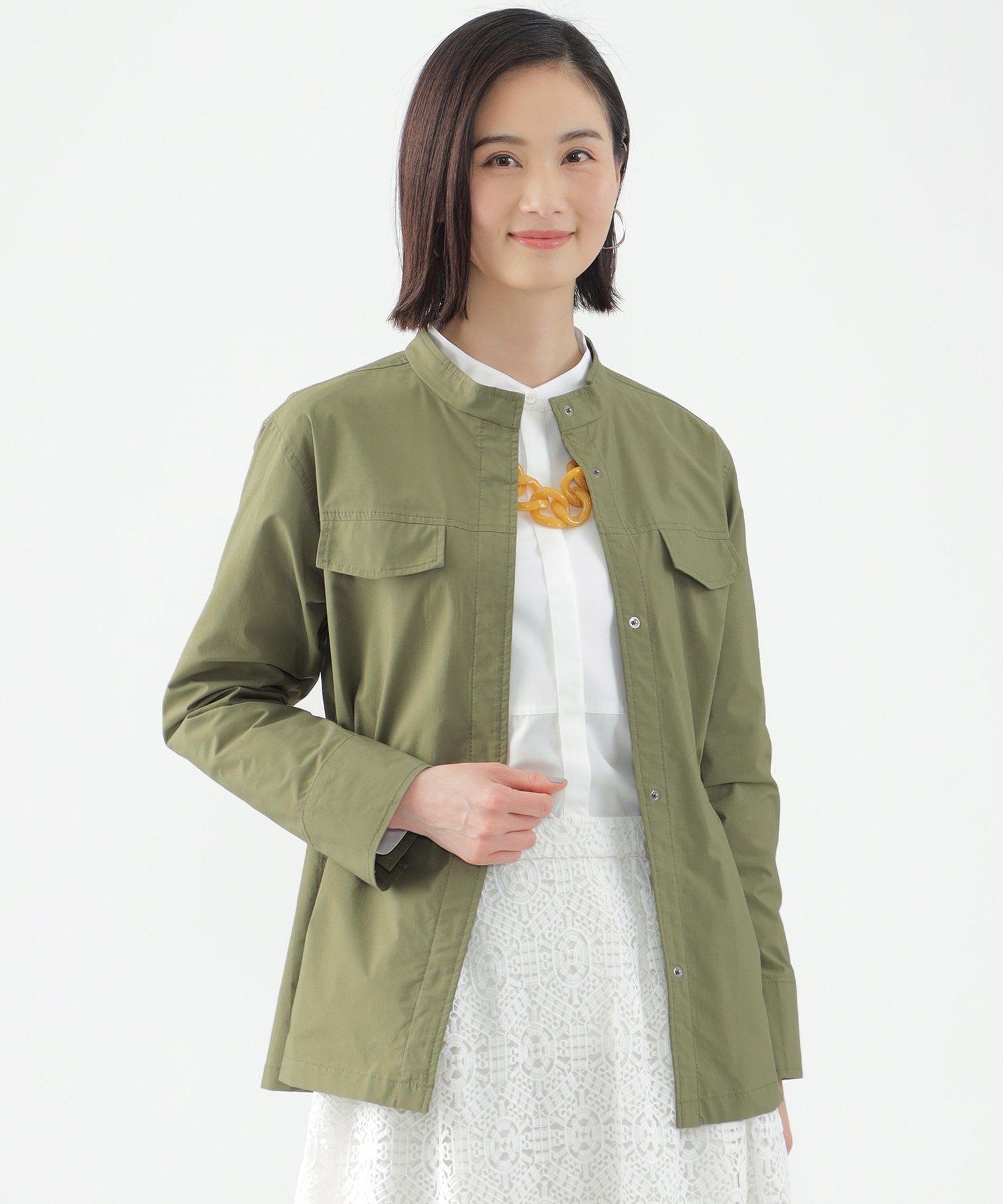 【SALE/64%OFF】TRANS WORK 【はっ水】【UV対策】【ウォッシャブル】カミフスタンドカラーブルゾン トランスワーク ジャケット・アウター その他のジャケット・アウター ベージュ カーキグリーン【送料無料】