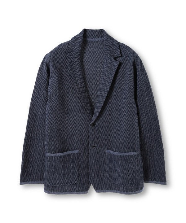 【SALE／50%OFF】MEN'S BIGI 【ACTIVE TAILOR】ヘリンボーンニットジャケット メンズ ビギ ジャケット・アウター その他のジャケット・アウター ネイビー グレー ホワイト【送料無料】