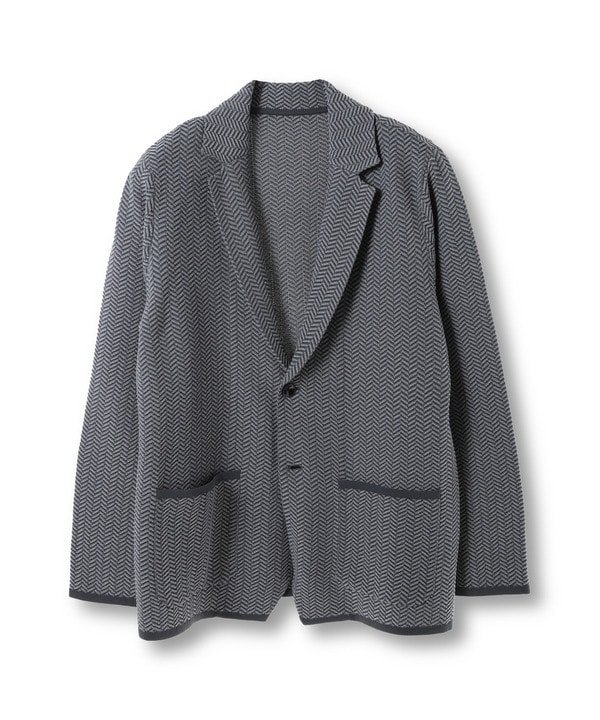 【SALE／50%OFF】MEN'S BIGI 【ACTIVE TAILOR】ヘリンボーンニットジャケット メンズ ビギ ジャケット・アウター その他のジャケット・アウター ネイビー グレー ホワイト【送料無料】
