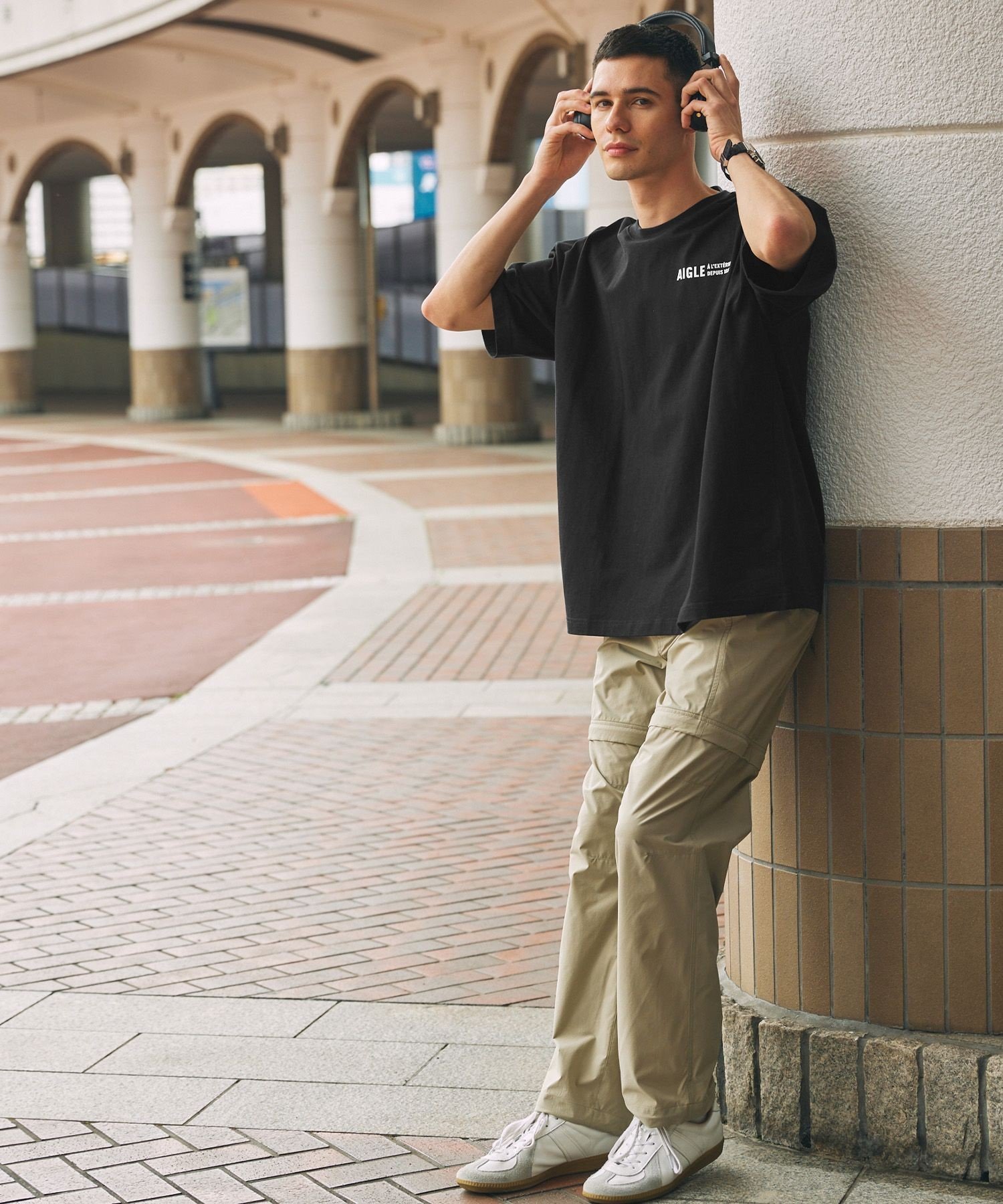 【SALE／40%OFF】AIGLE UVカット 撥水 吸水速乾 2WAY ドライジップオフハイキングパンツ / パラシュートパンツ エーグル パンツ その他のパンツ ブラック ベージュ【送料無料】