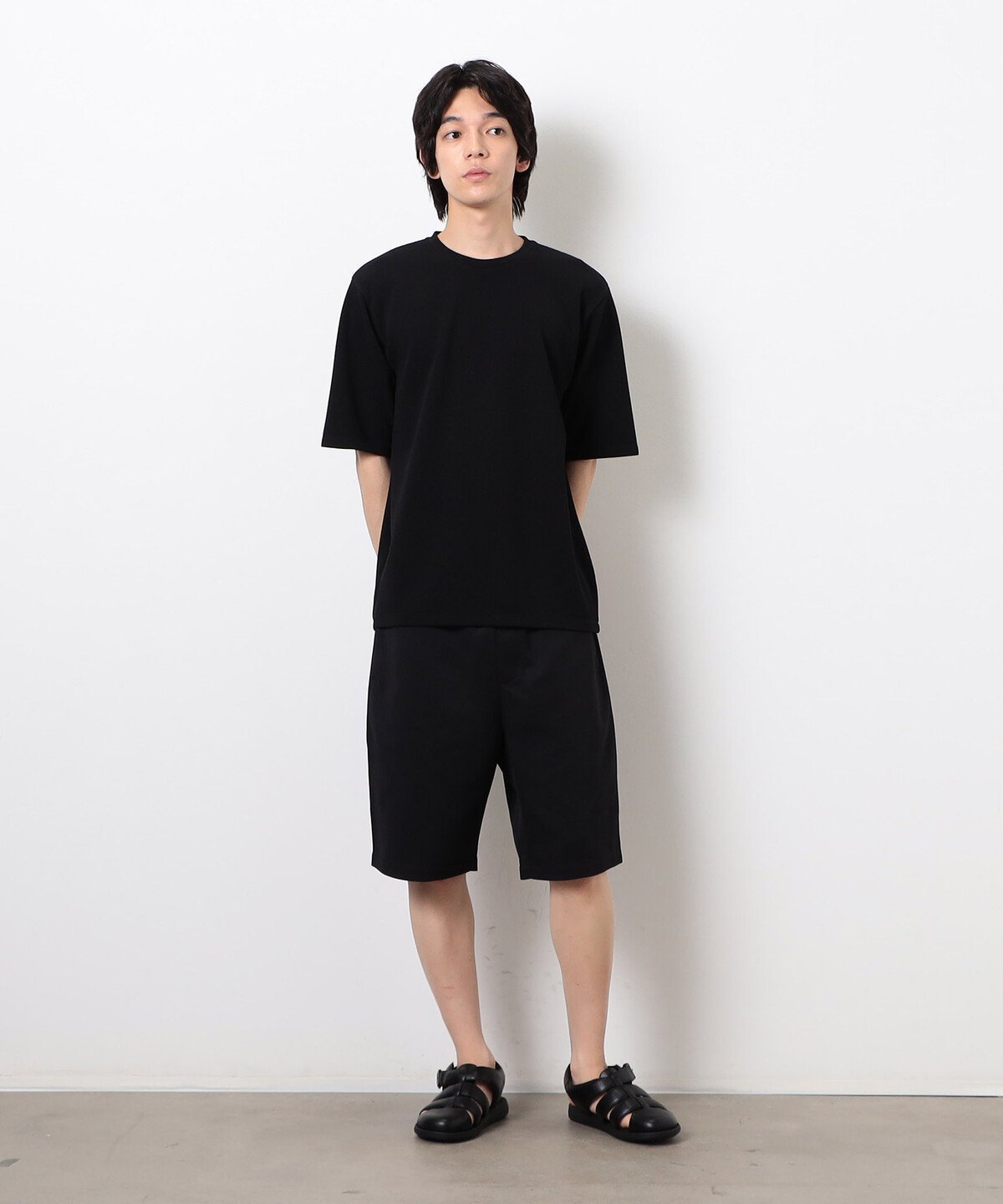 COMME CA ISM 膨れジャカード Tシャツ コムサイズム トップス カットソー・Tシャツ ホワイト ブラック
