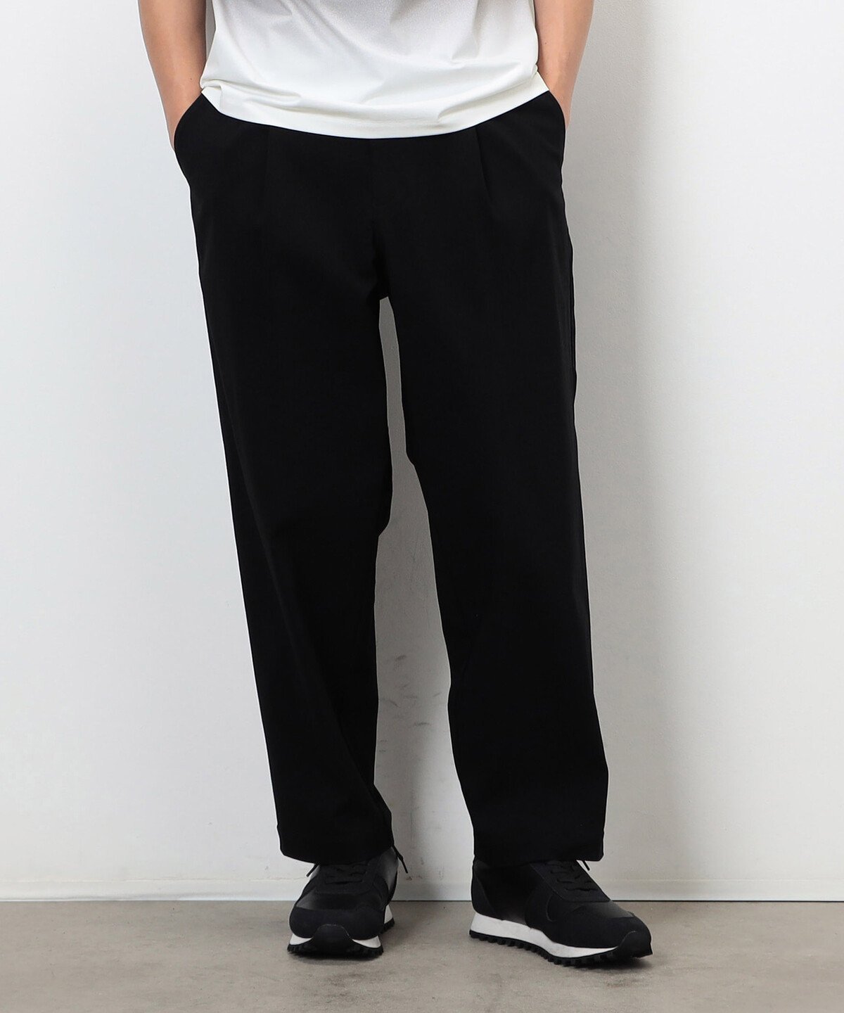 【スマートベーシックパンツ】ハイテンションツイル ワイドテーパードパンツ コムサイズム パンツ スラックス・ドレスパンツ カーキグリーン グレー ブラウン ブラック