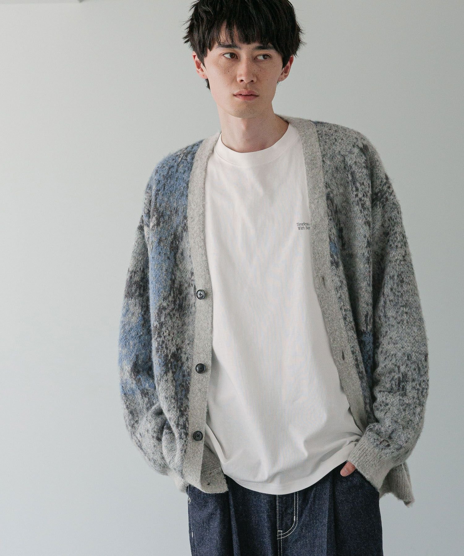 LOWRYS FARM モヘアジャガードカーデ ローリーズファーム トップス カーディガン ベージュ グレー【送料無料】のサムネイル