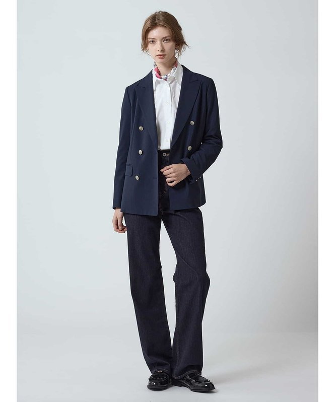 Aquascutum WOMEN ストレッチダブルブレザー アクアスキュータム ジャケット・アウター テーラードジャケット・ブレザー ネイビー【送料無料】