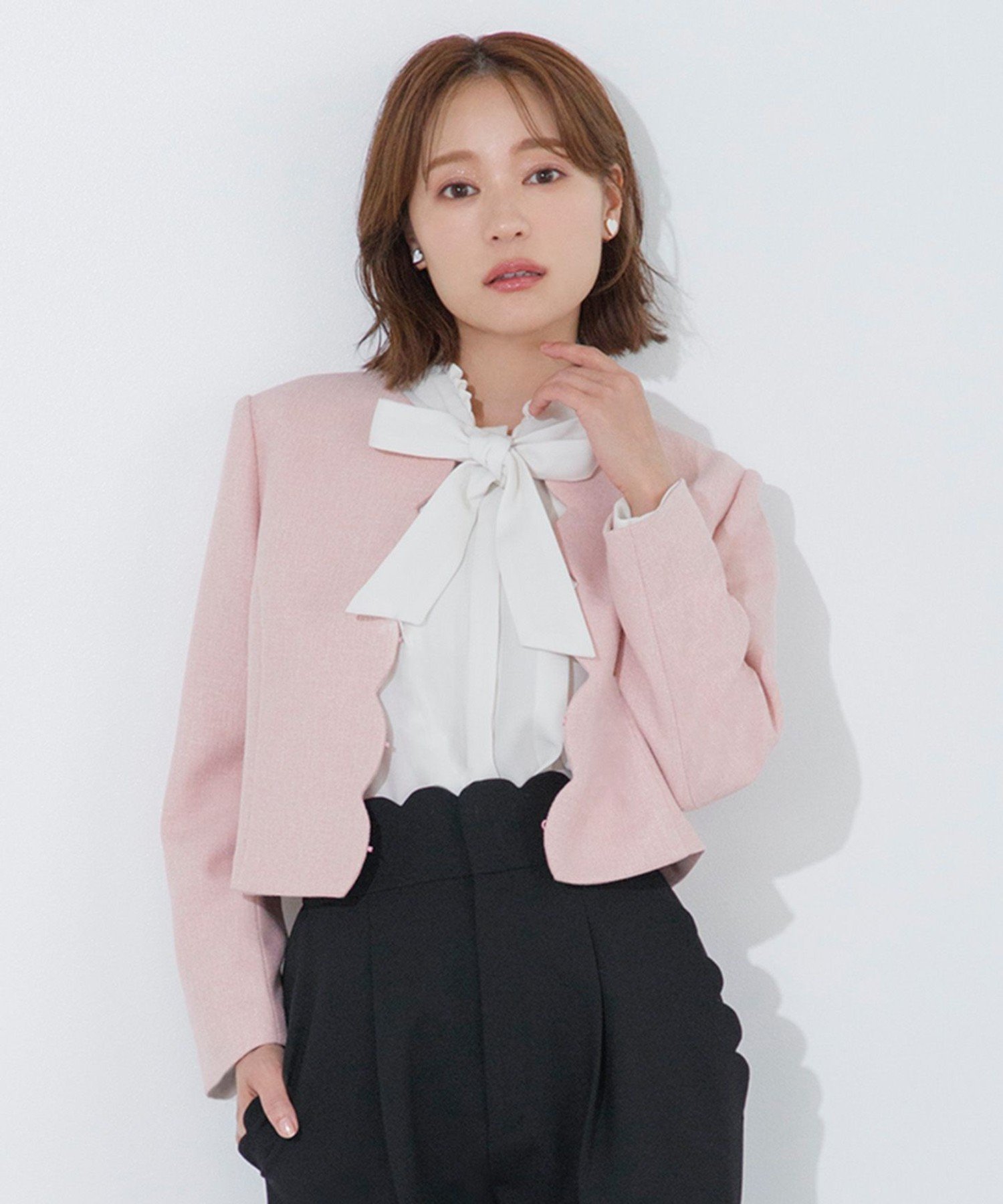 TOCCA 【chayさん着用】CLOVER PROMISE ジャケット トッカ ジャケット・アウター ノーカラージャケット ホワイト ピンク【送料無料】