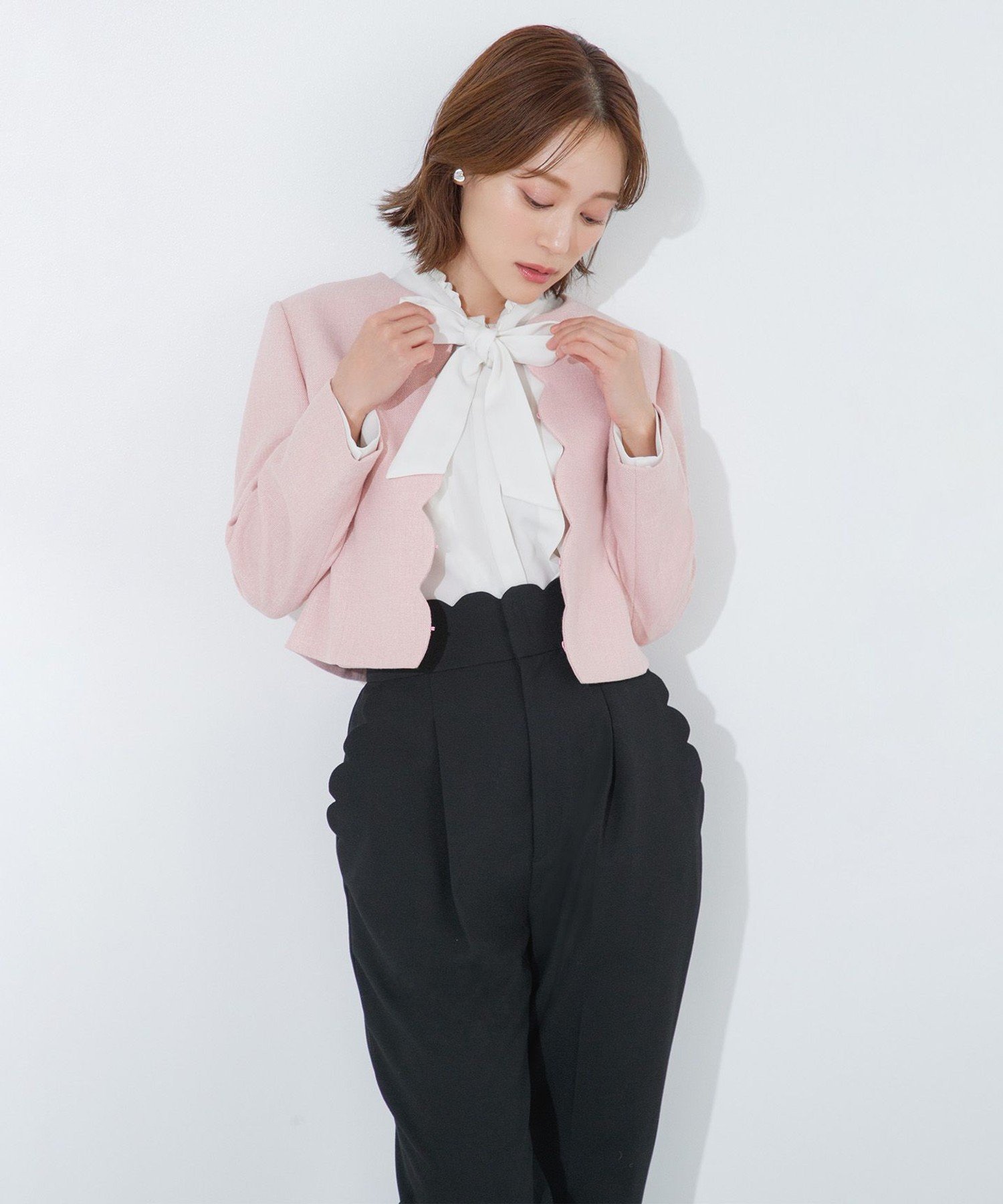 TOCCA 【chayさん着用】CLOVER PROMISE ジャケット トッカ ジャケット・アウター ノーカラージャケット ホワイト ピンク【送料無料】