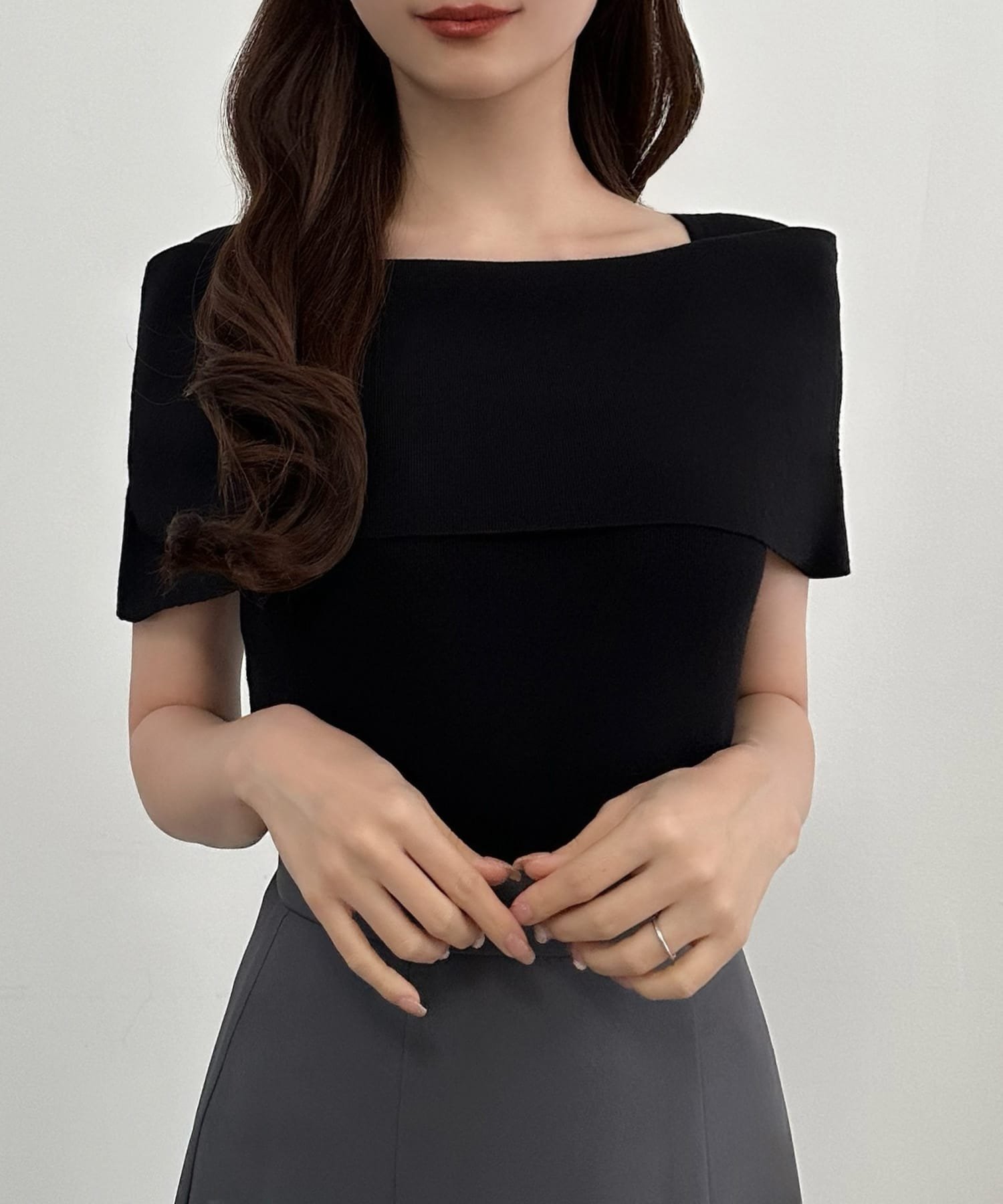 【SALE／22%OFF】JUNOAH CENEA オフショル風スクエアネックニットトップス ジュノ...