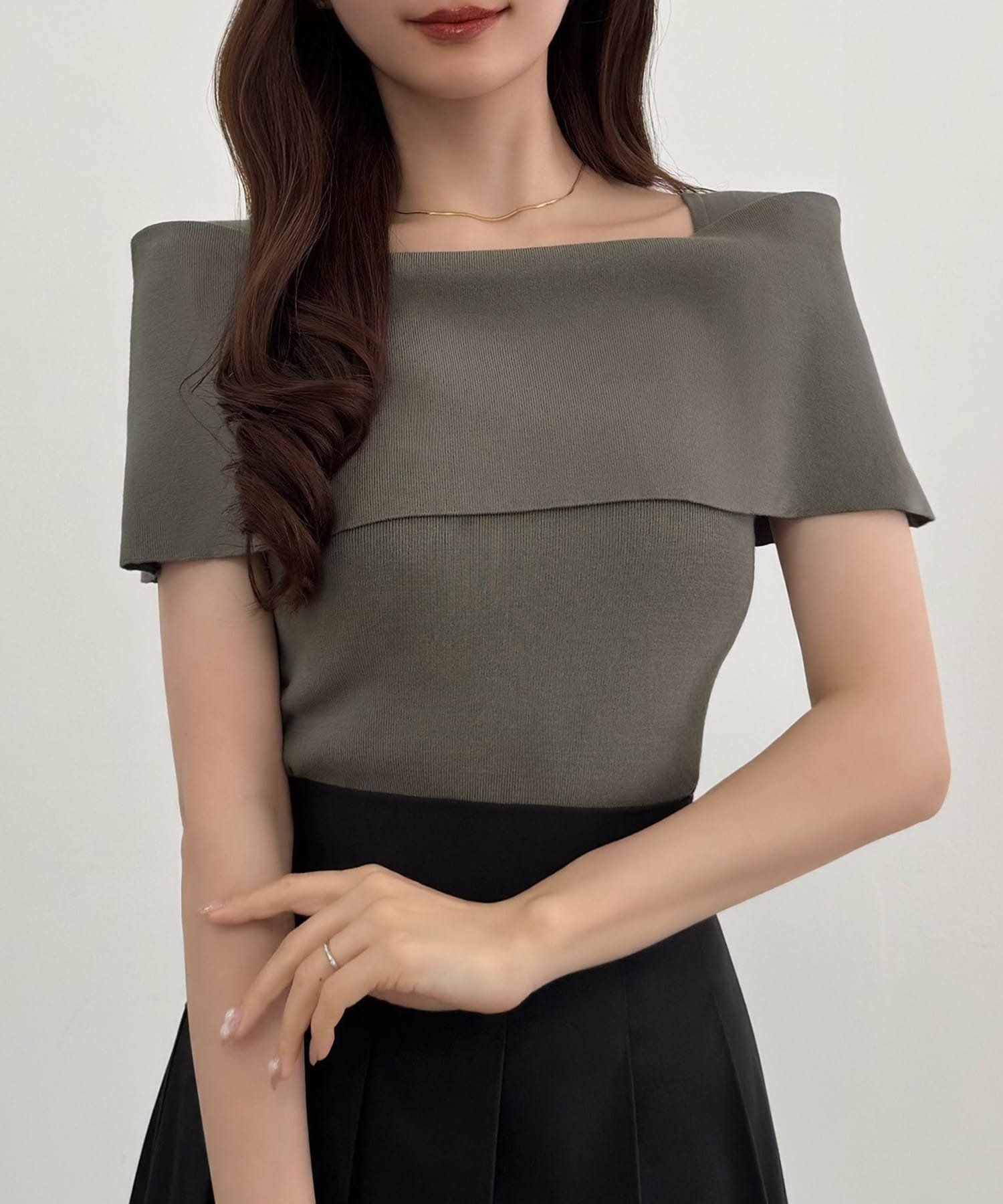 【SALE／22%OFF】JUNOAH CENEA オフショル風スクエアネックニットトップス ジュノ...