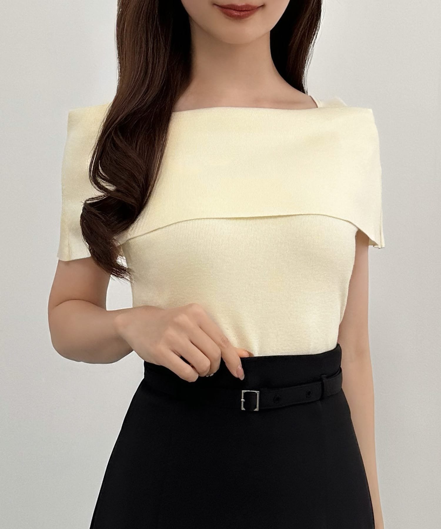【SALE／22%OFF】JUNOAH CENEA オフショル風スクエアネックニットトップス ジュノ...
