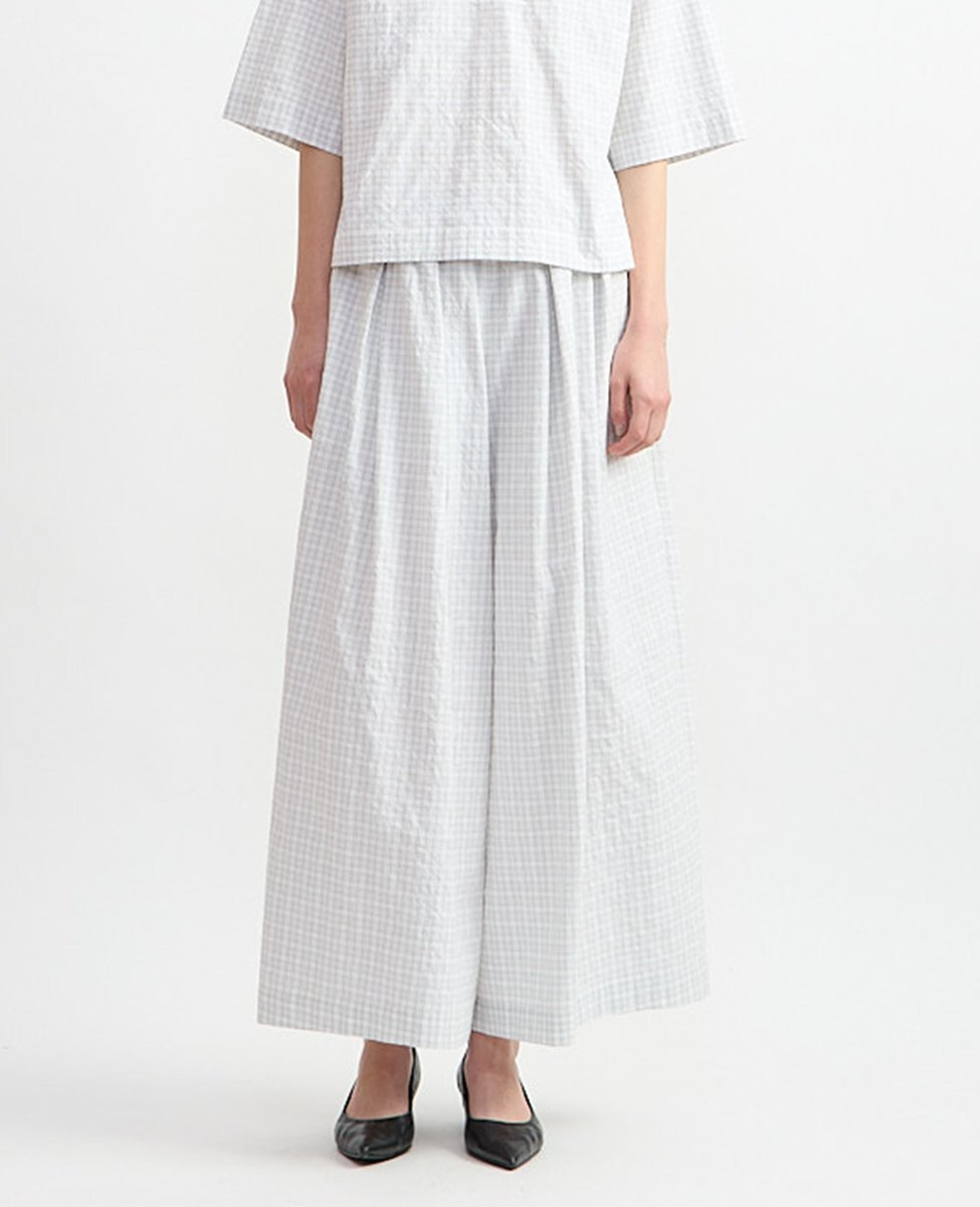 PLAIN PEOPLE リップルチェックイージータックパンツ プレインピープル パンツ その他のパンツ ホワイト