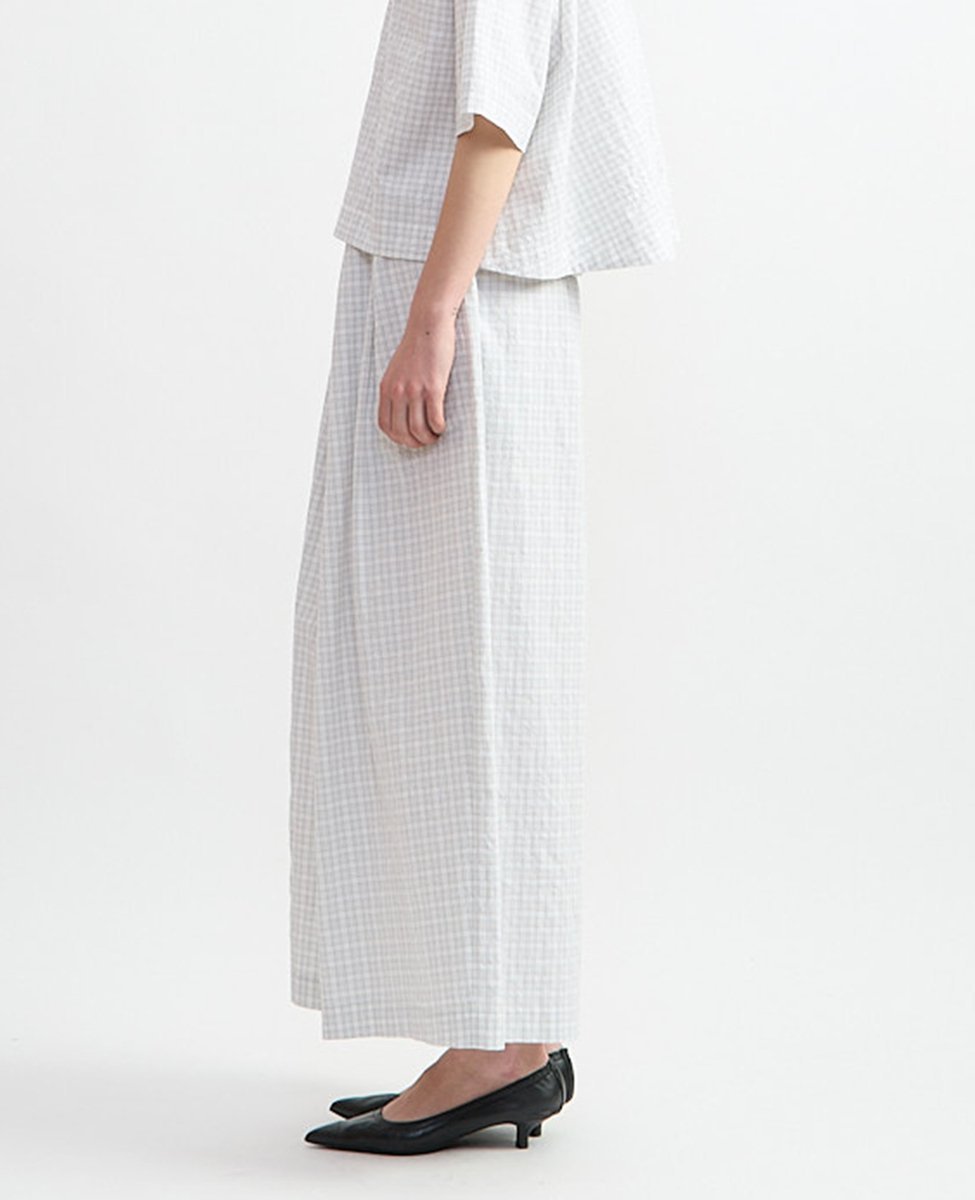 PLAIN PEOPLE リップルチェックイージータックパンツ プレインピープル パンツ その他のパンツ ホワイト