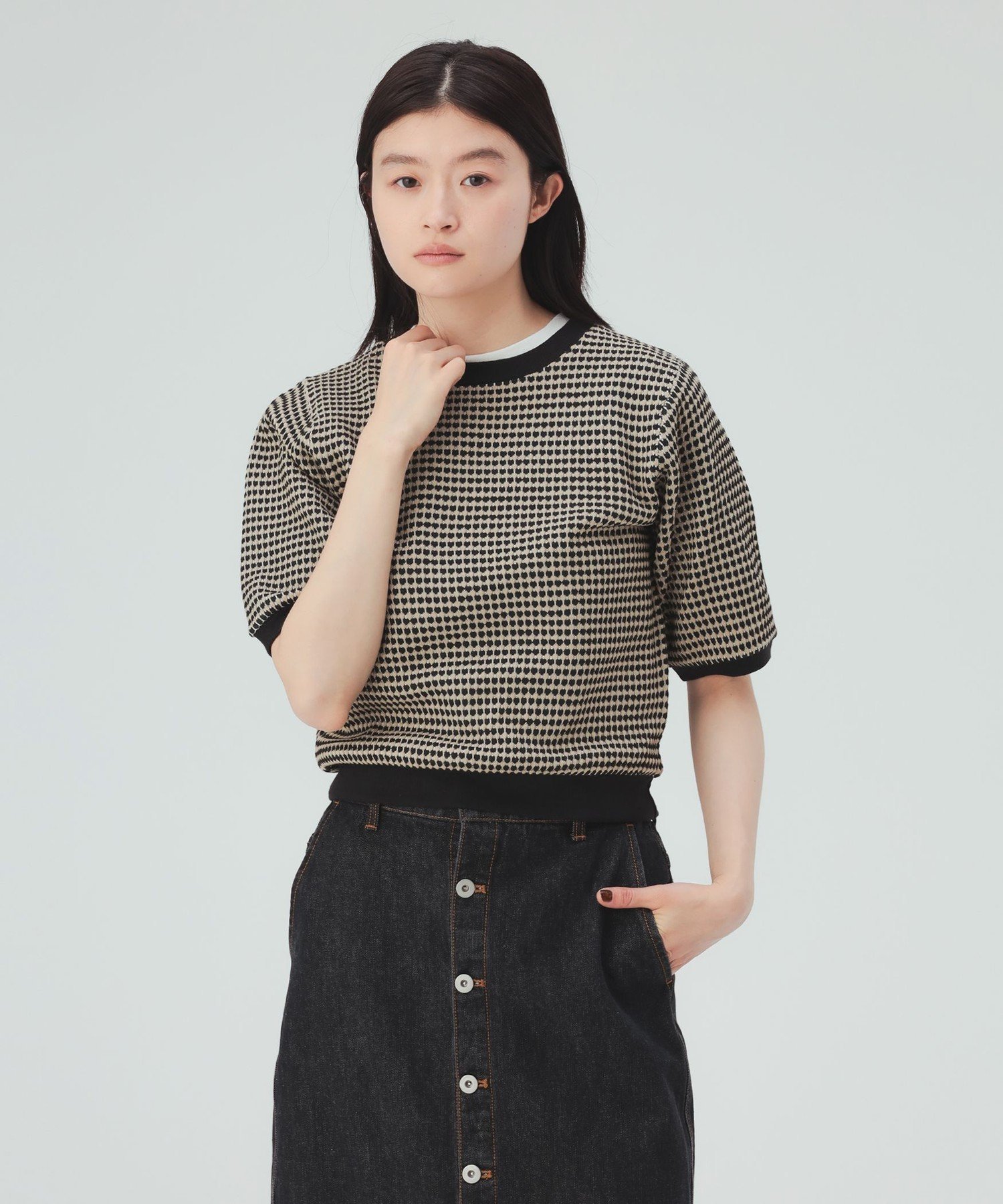 BEAMS HEART WOMEN ハニカム ジャカード プルオーバー ビームス ハート トップス カットソー・Tシャツ ブラウン ブラック ブルー【送料無料】