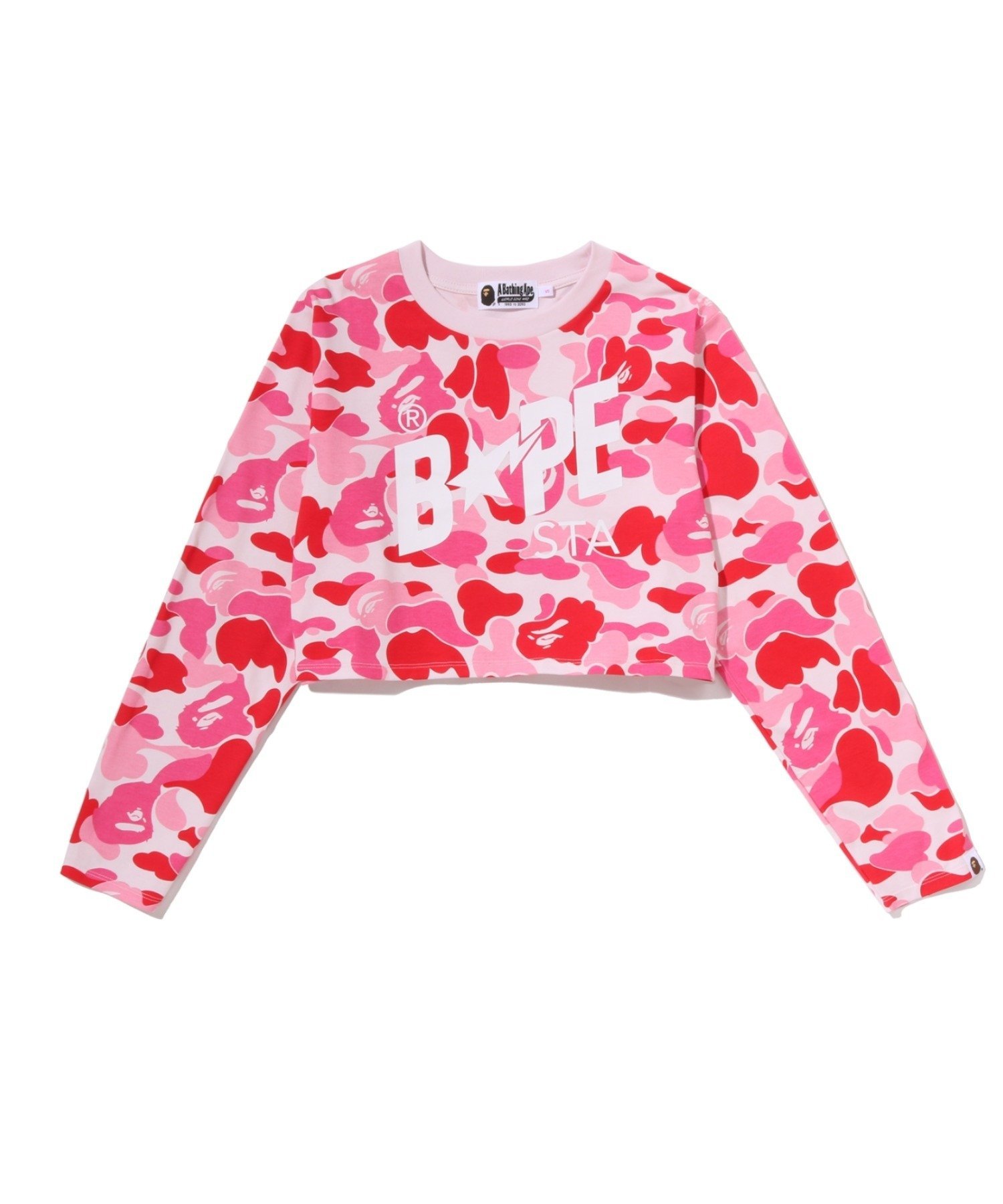ABC CAMO BAPE STA LOGO CROPPED LS TEE ア ベイシング エイプ トップス カットソー・Tシャツ ピンク ブルー グリーン