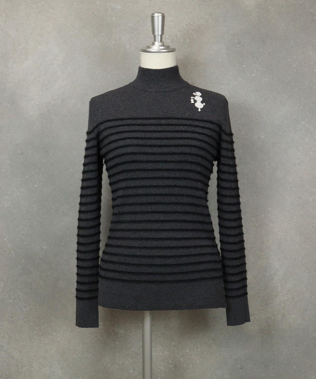 【SALE／40%OFF】STUDIO PICONE フェザーボーダーニット スタジオピッコーネ トップス ニット グレー ホワイト【送料無料】
