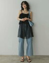 【SALE/20%OFF】Re:EDIT チュールフリルキャミチュニック リエディ トップス キャミソール ブラウン ホワイト ブラック