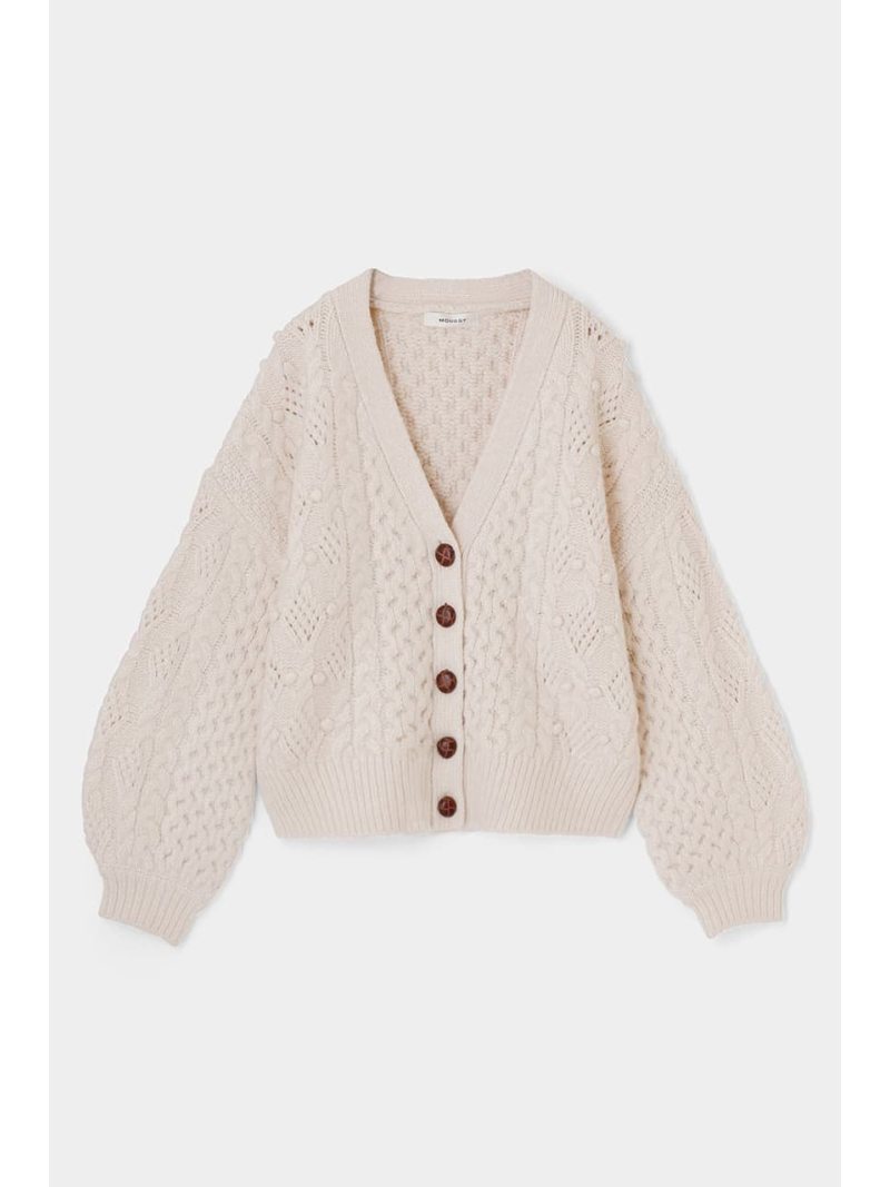 【SALE／70%OFF】MOUSSY CABLE KNIT カーディガン マウジー トップス カーディガン ホワイト カーキ グレーのサムネイル