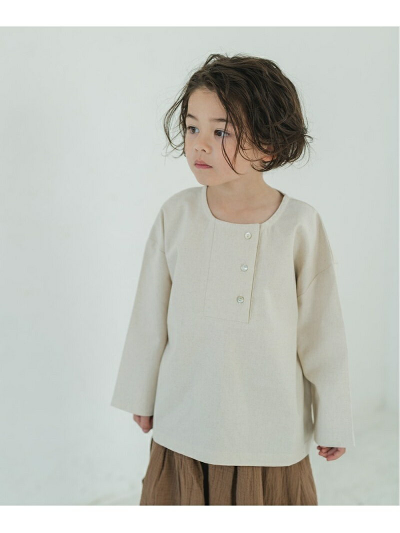 riziere riziere/(K)フロント釦ノーカラーナチュラルブラウス リジェール トップス その他のトップス ベージュ イエローのサムネイル