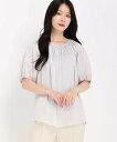【SALE/50%OFF】STRAWBERRY-FIELDS サテンギャザーブラウス ストロベリーフィールズ トップス シャツ・ブラウス グレー ブラック ベージュ【送料無料】