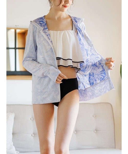 【SALE／25%OFF】Resort Island リーフ柄ラッシュパーカー リゾートアイランド 水...