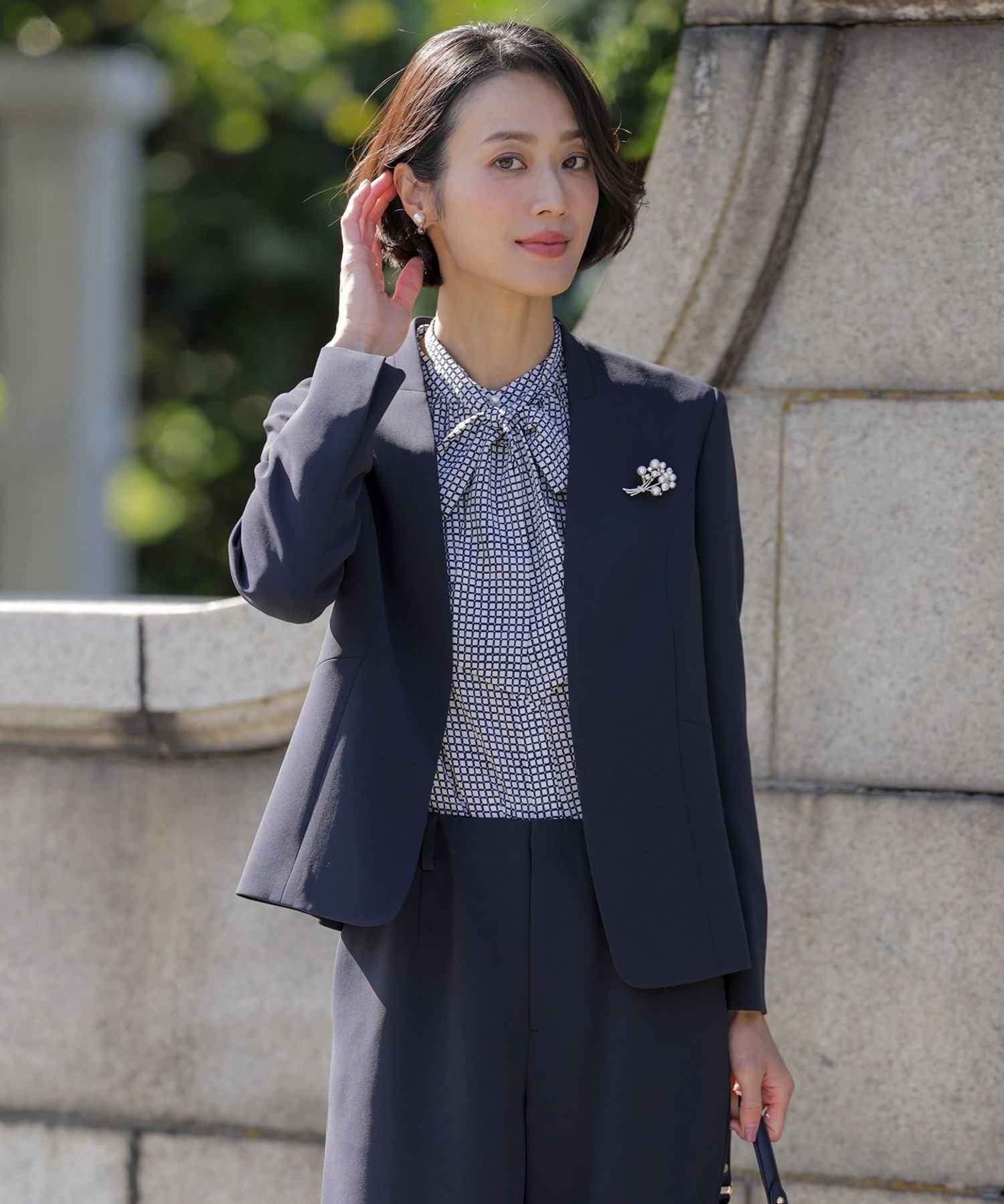 J.PRESS 【セットアップ対応】セラテリーダブルクロス ノーカラー ジャケット ジェイプレス ジャケット・アウター ノーカラージャケット グレー ブラック ネイビー