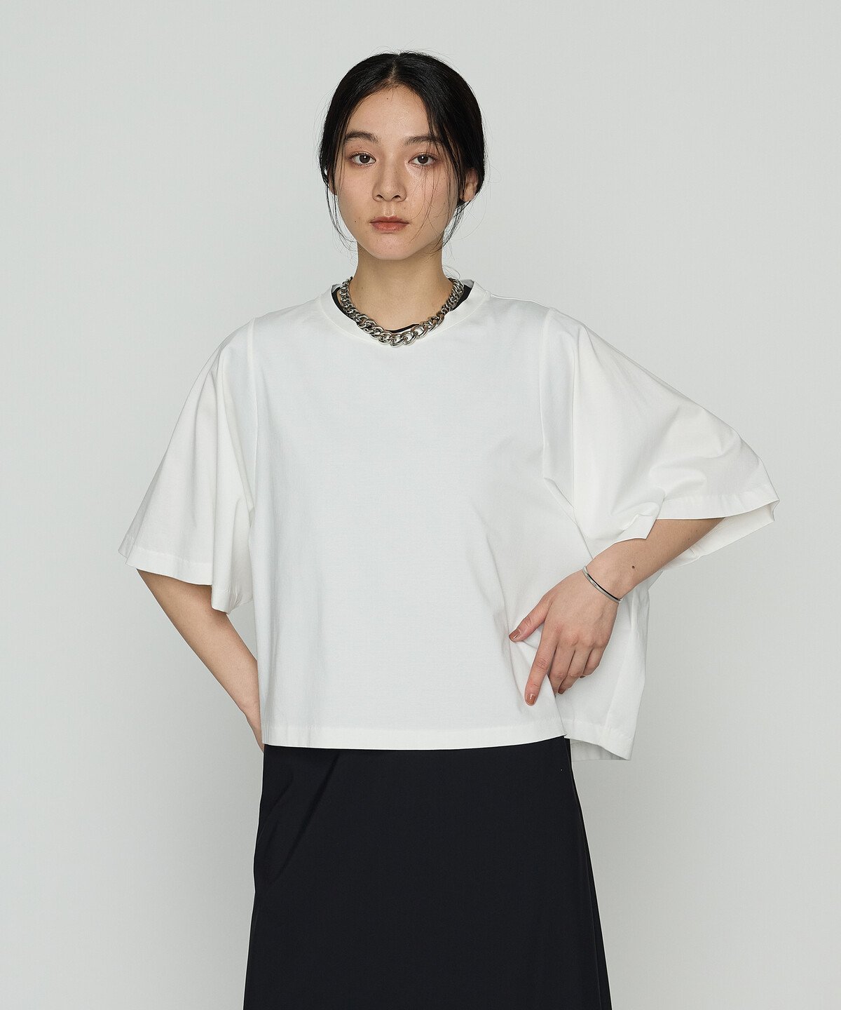 Gabardine K.T プレーティング天竺 テントライン プルオーバー コムサ トップス カットソー・Tシャツ ブラック ホワイト【送料無料】