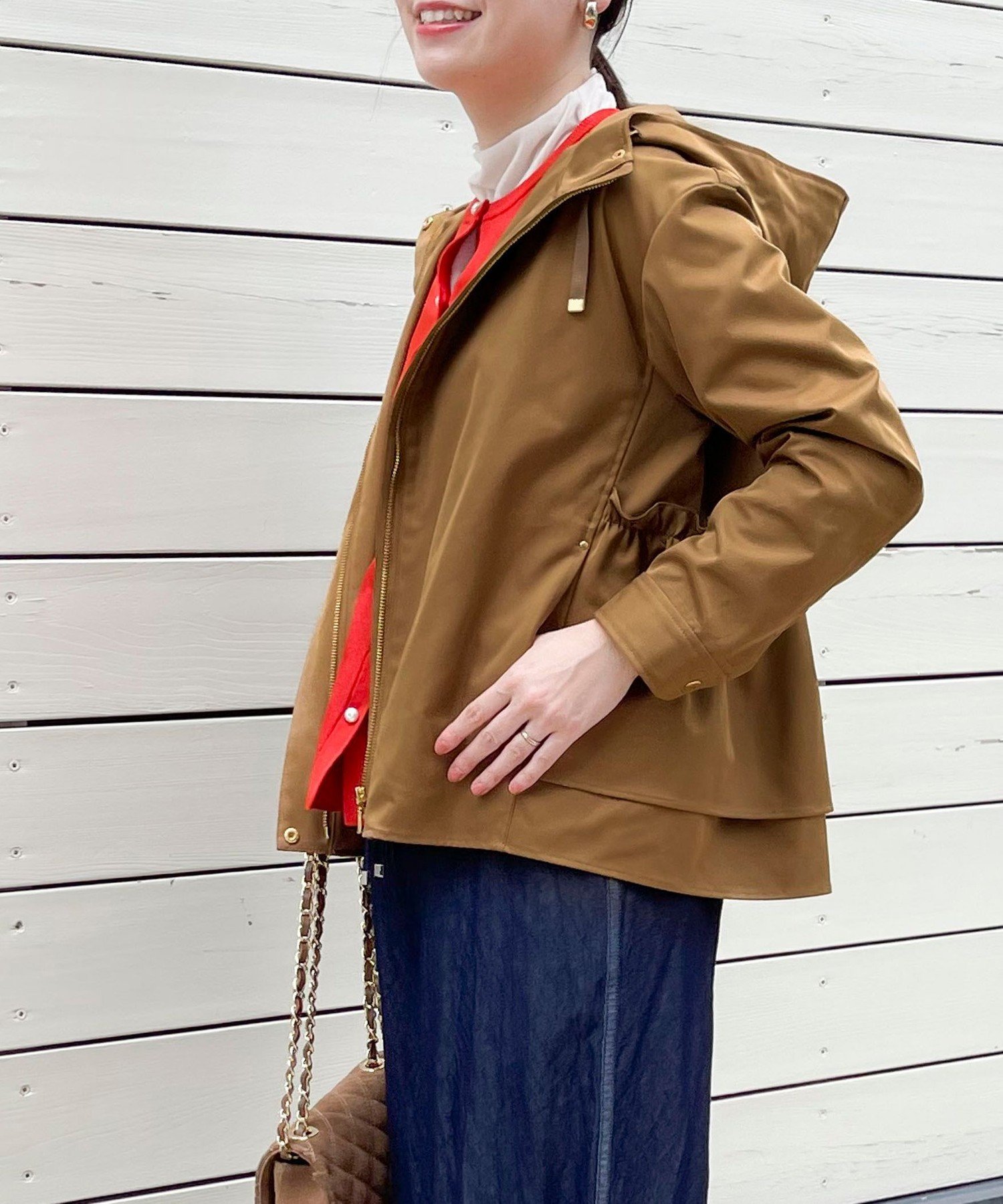 MICO COULIER バックフリル クリアナチュラルストレッチブルゾン ノーリーズ ジャケット・アウター ブルゾン・ジャンパー ベージュ ネイビー ブラウン【送料無料】のサムネイル