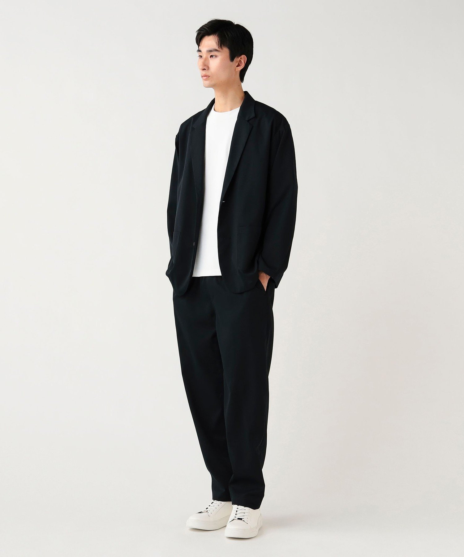 BEAMS HEART MEN コットンライク ポリツイル ジャケット&パンツ(セットアップ)(吸水速乾・接触冷感) ビームス ハート ジャケット・アウター テーラードジャケット・ブレザー ネイビー ブラック【送料無料】