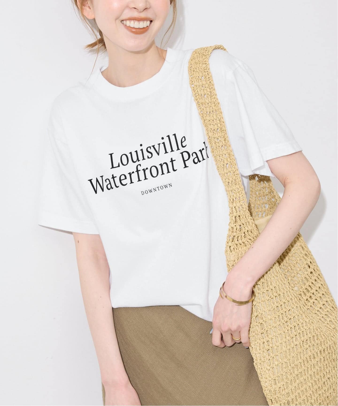 SLOBE IENA GULF COAST/ガルフコースト SLOBE別注 グラフィックTEE2 スローブ イエナ トップス カットソー・Tシャツ ピンク ホワイト レッド グレー