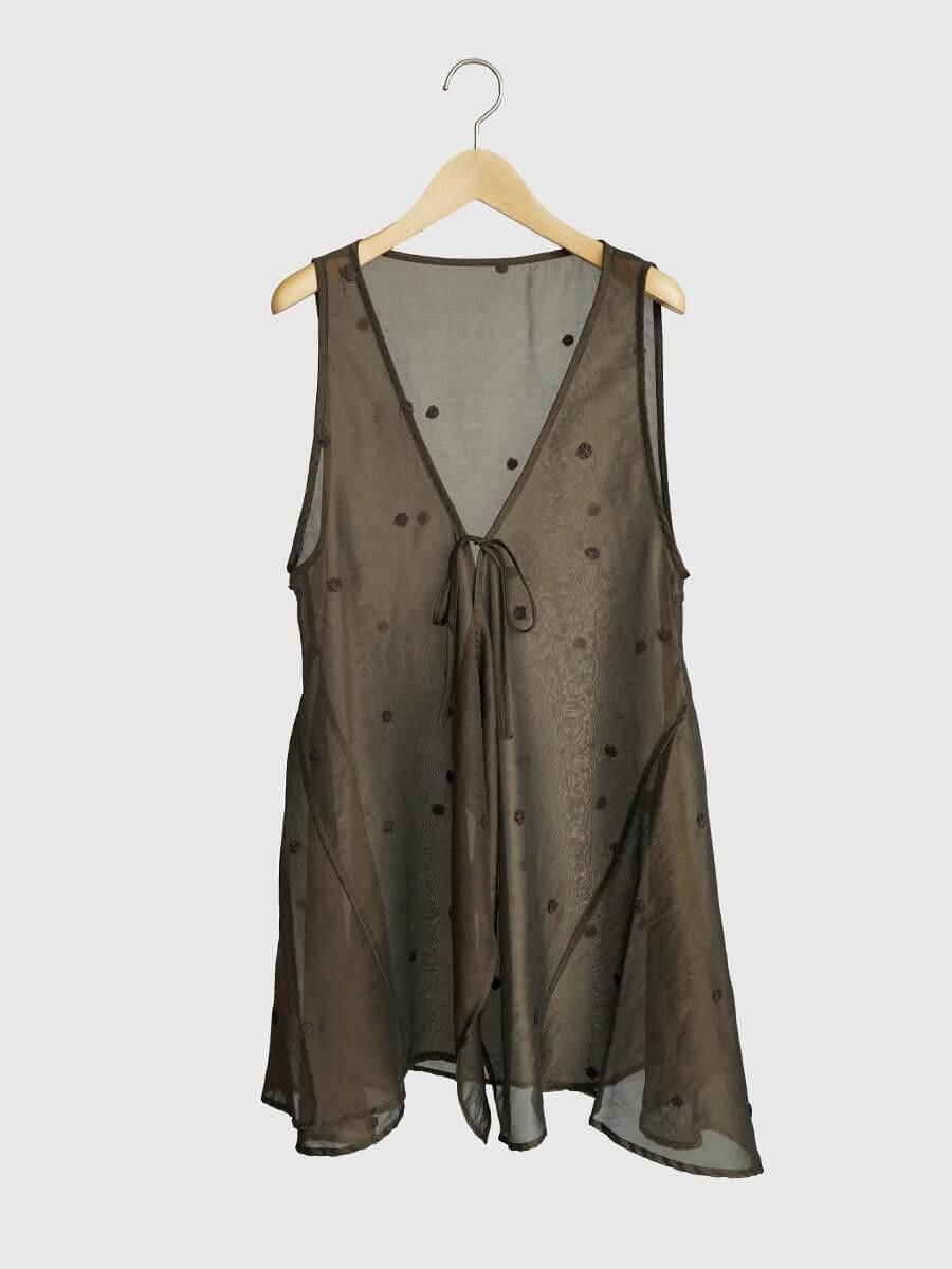 . Sheer dot flare top ラシュッド トップス その他のトップス ブラック ブラウン