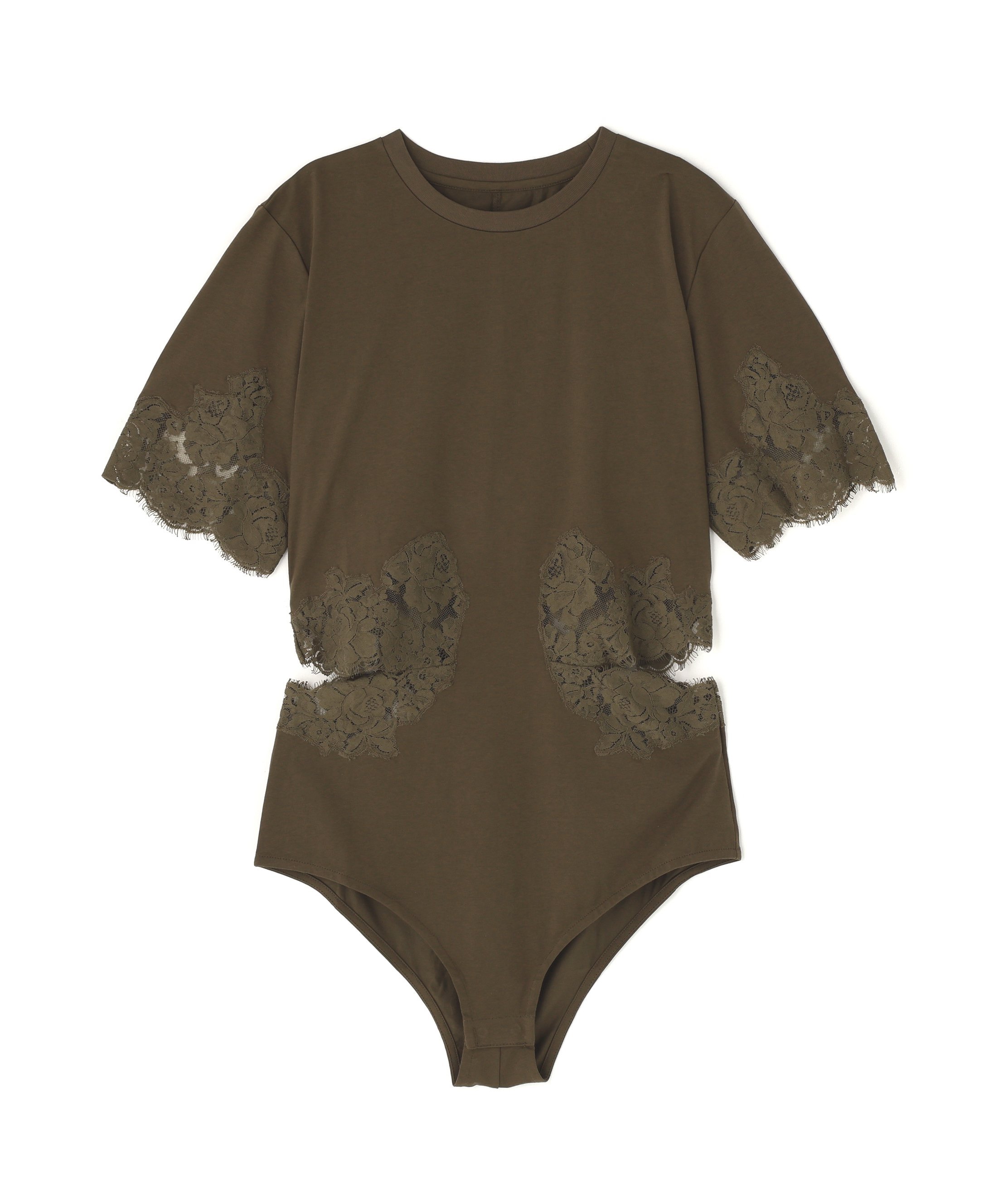 LHP CLANE/クラネ/SIDE LACE CUT OUT BODYSUITS エルエイチピー トップス カットソー・Tシャツ ブラック ホワイト