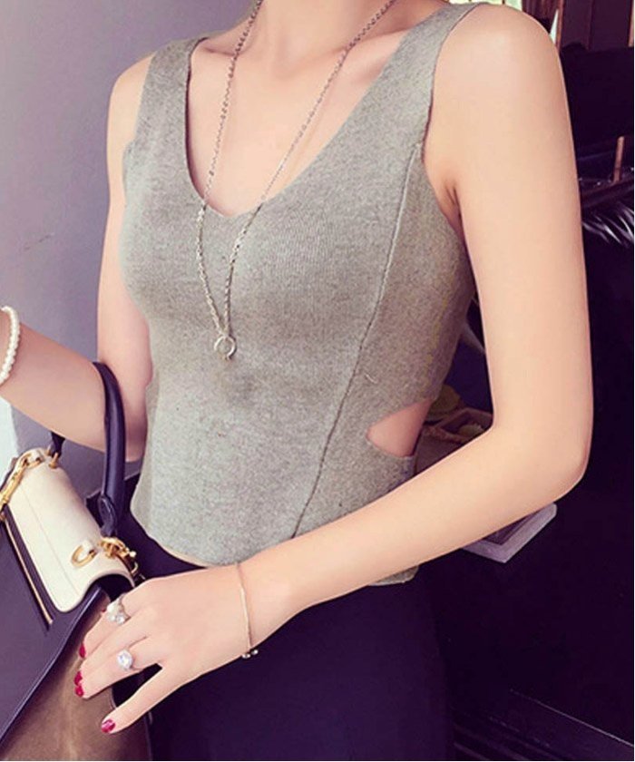 【SALE/60%OFF】Aimoon ノースリーブ ニットトップス ミニミニストア トップス ニット レッド グレー ホワイト ブラック