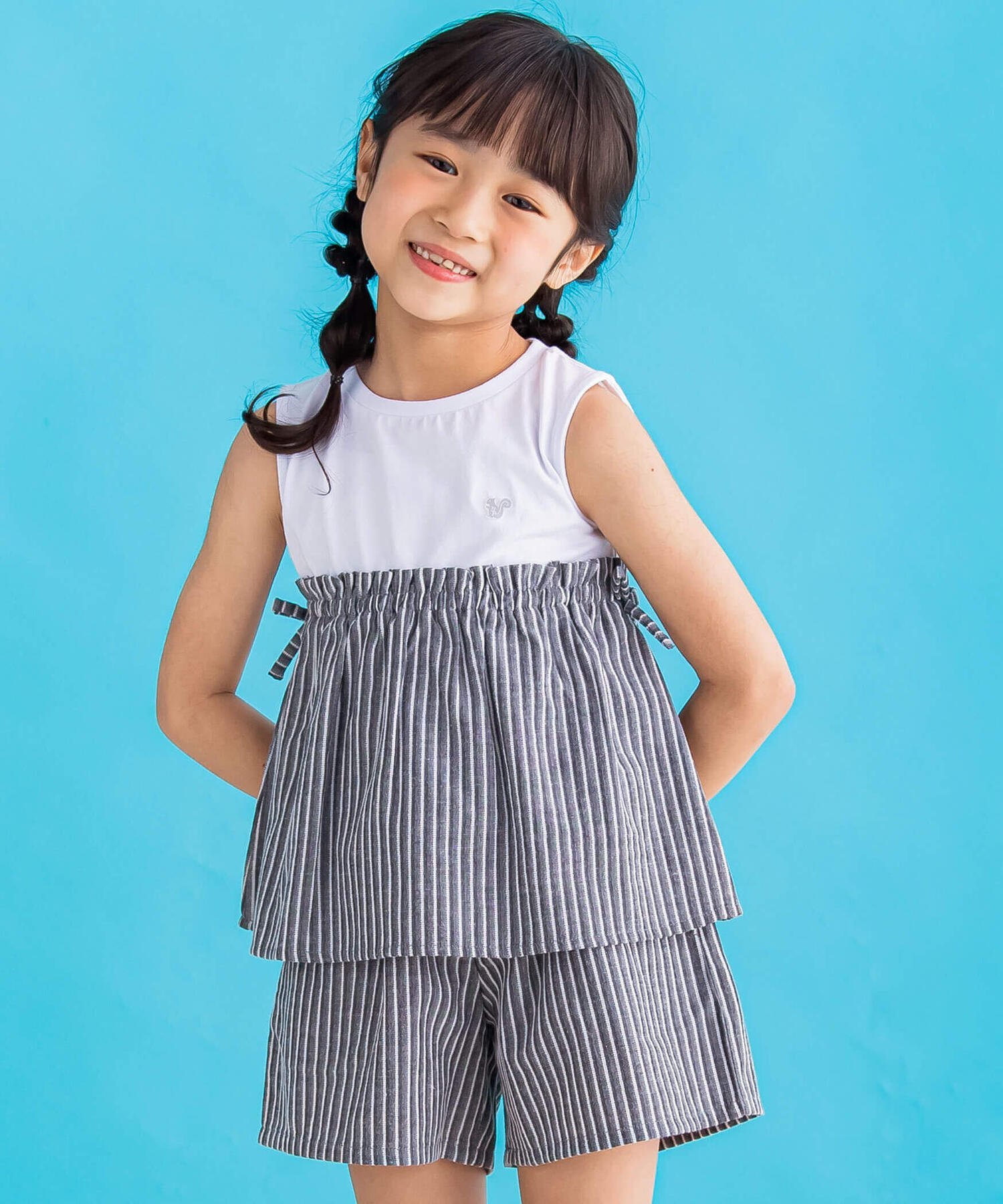 BeBe Petits Pois Vert 【店舗限定】刺しゅうストライプ+無地セットアップ 95~150cm ベベ オンライン ストア スーツ・フォーマル セットアップスーツ ブラック パープル【送料無料】