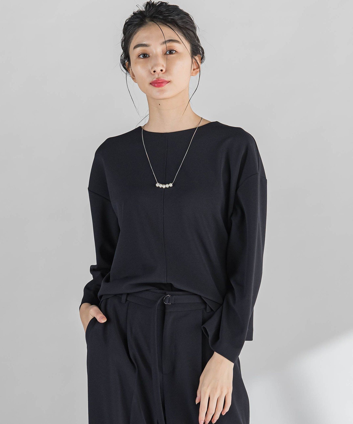 la.f... パーフェクトジャージカットソー≪洗濯機で洗える≫ ラ・エフ トップス カットソー・Tシャツ ピンク ネイビー ブルー