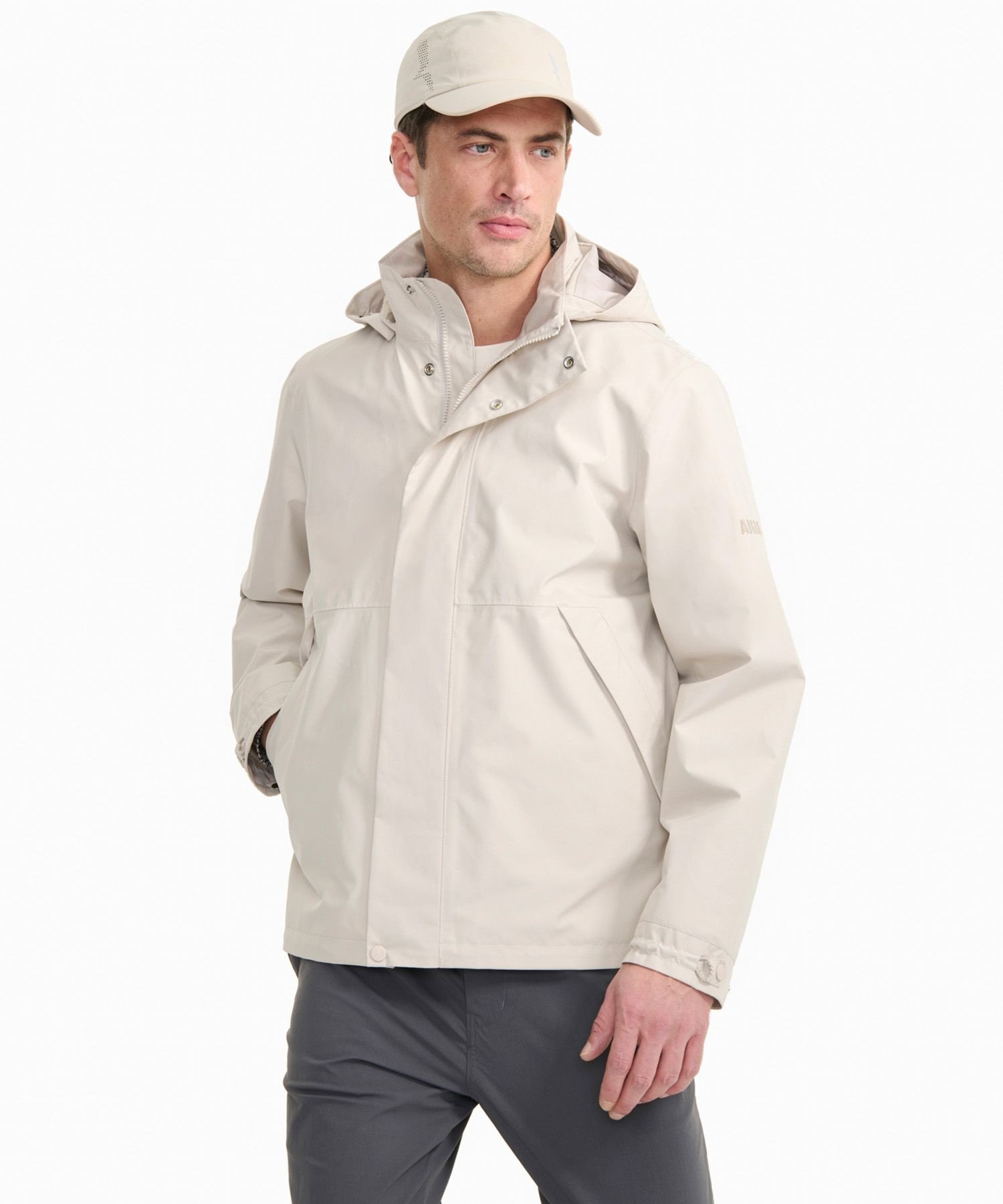 【SALE／30%OFF】AIGLE GORE-TEX ゴアテックス 防水 防風 透湿 フーデッドジャケット / フード取り外し可 エーグル ジャケット・アウター マウンテンパーカー ホワイト グレー【送料無料】