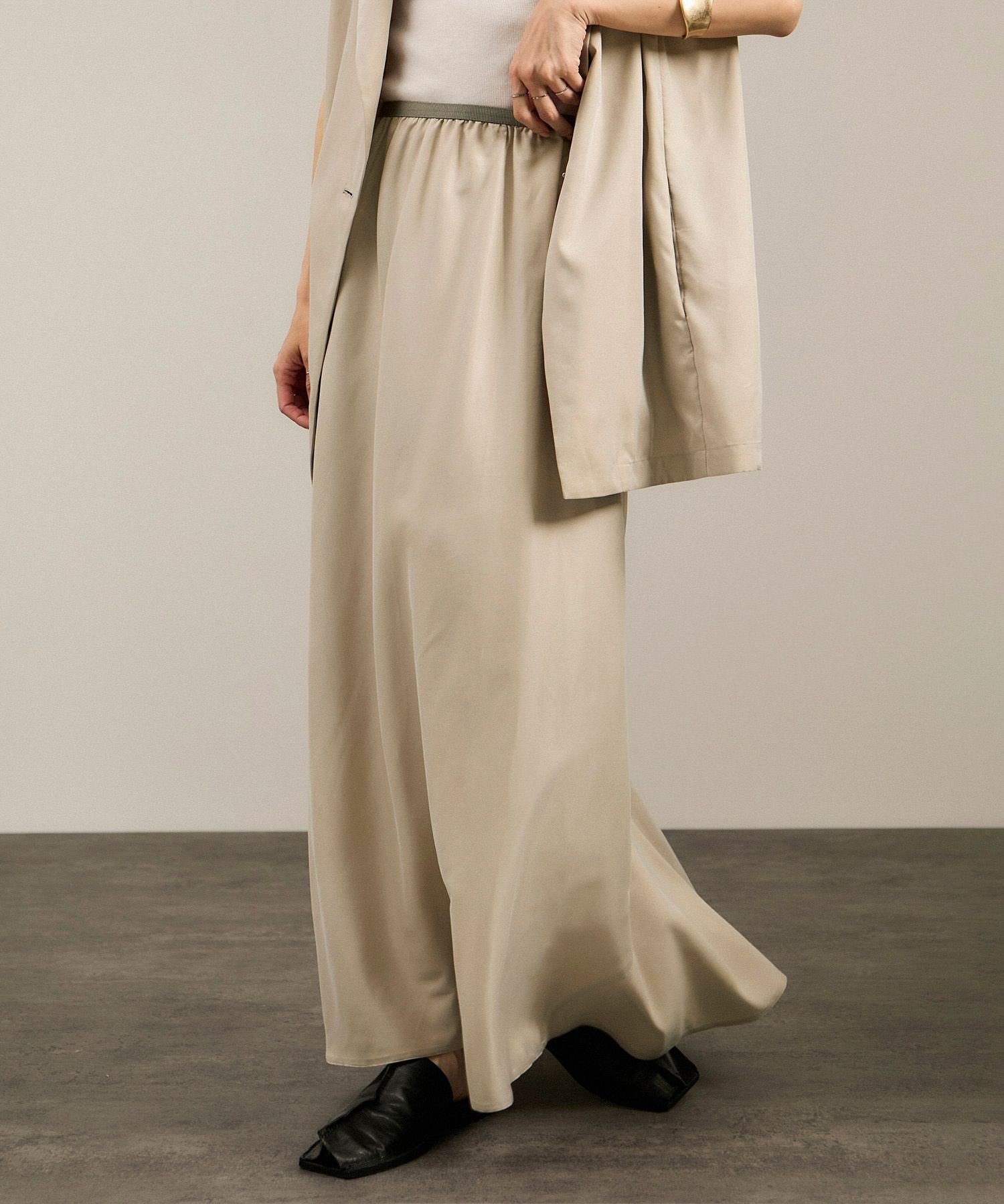 SALON adam et rope' キュプラツイルバックフレアースカート[セットアップ対応] サロン アダム エ ロペ スカート その他のスカート ブラウン ベージュ【送料無料】