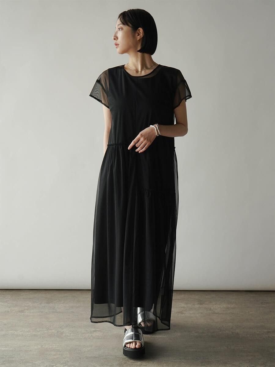 RADIATE 切替デザインシアーワンピース ラシュッド ワンピース・ドレス ワンピース ブラック
