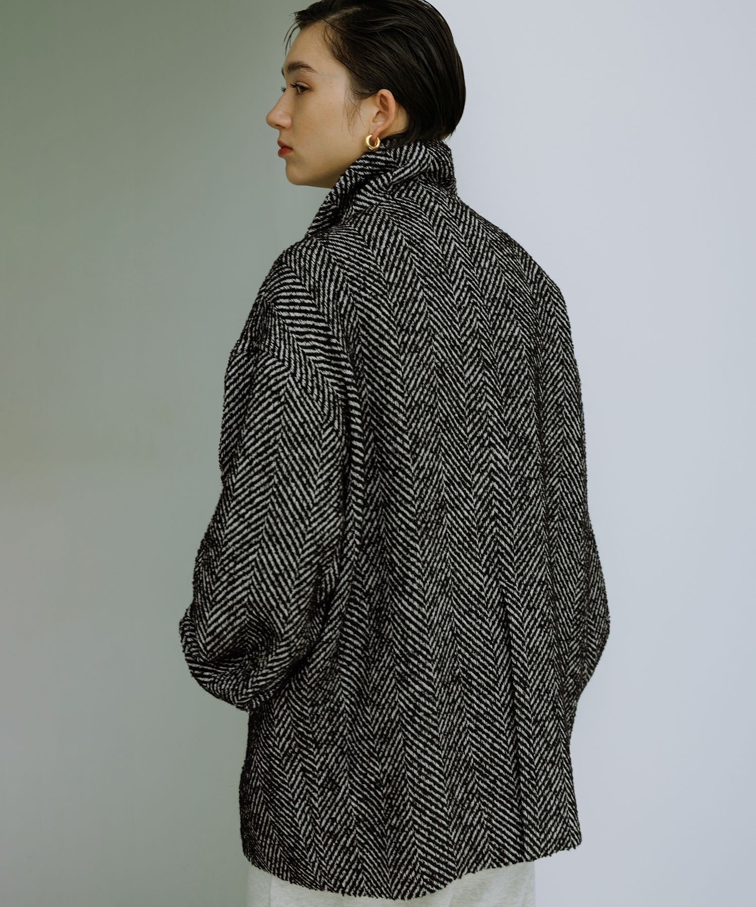 ADAM ET ROPE' FEMME 【WEB限定】スタンドカラーウールミドルコート アダムエロペ ジャケット・アウター その他のジャケット・アウター ブラック ブラウン【送料無料】