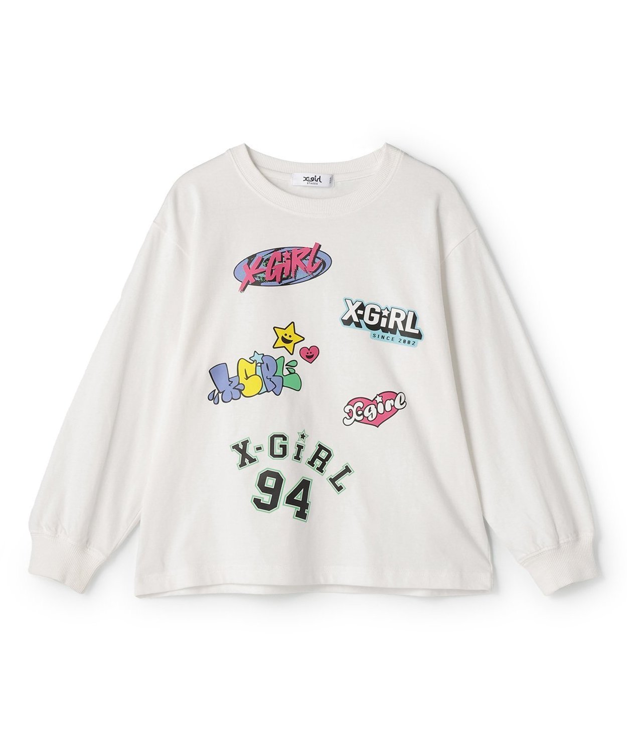 X-girl Stages 【福袋】MIXロゴ長袖Tシャツ ナルミヤオンライン トップス カットソー・Tシャツ ホワイト【送料無料】のサムネイル