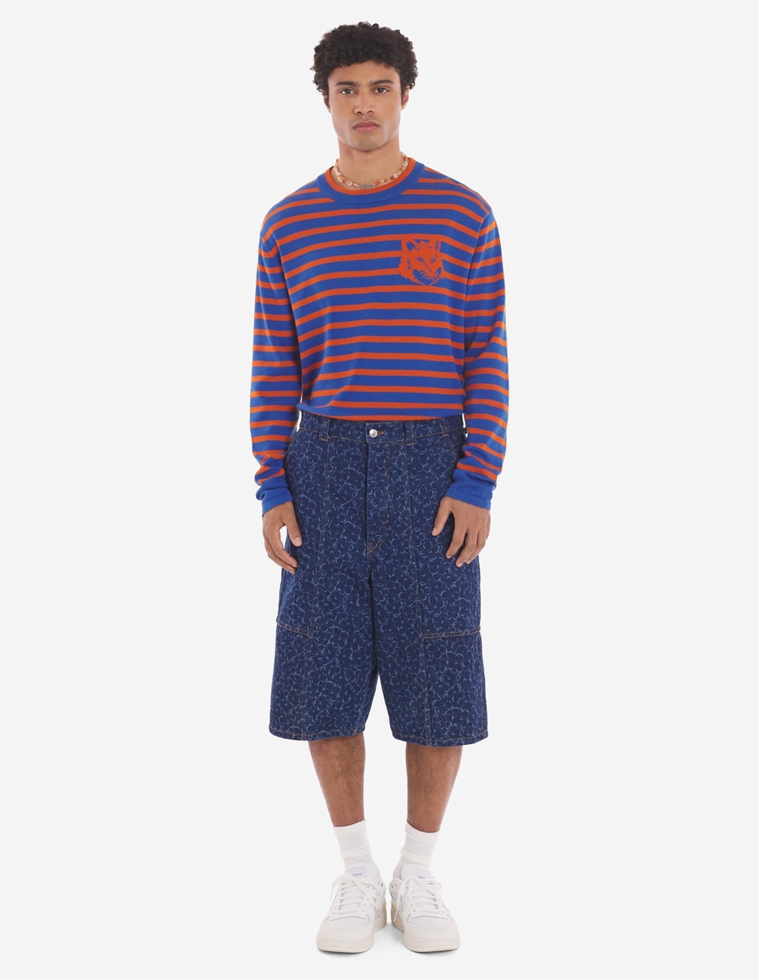 【SALE／50%OFF】Maison Kitsune Maison Kitsune/(M)【公式】Maison Kitsune FOX HEAD INTARSIA COMFORT STRIPED JUMPER メゾン キツネ アーカイブス トップス カットソー・Tシャツ【送料無料】