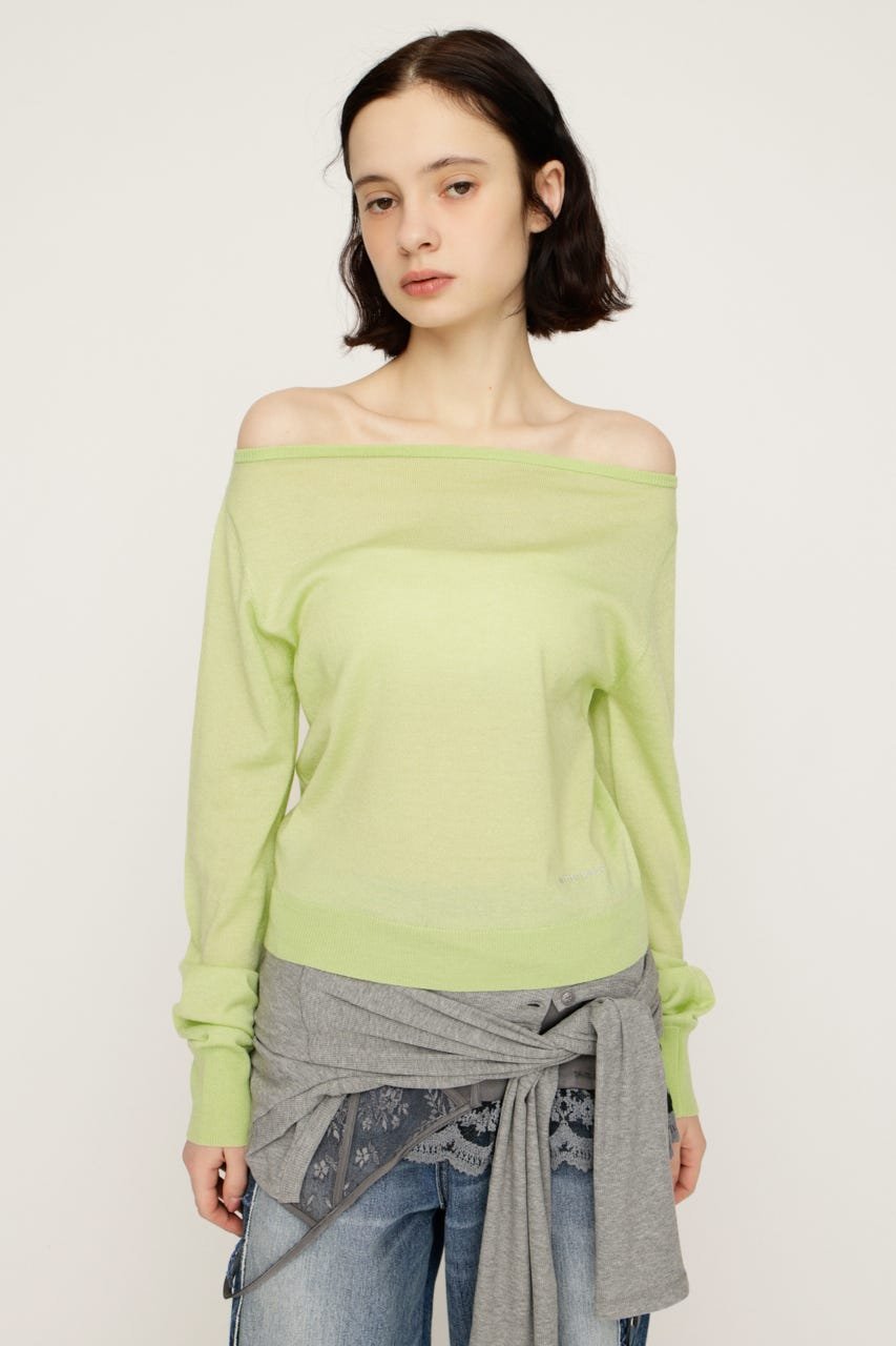 SLY OFF SHOULDER 2WAY HG トップス スライ トップス ニット グリーン ネイビー グレー