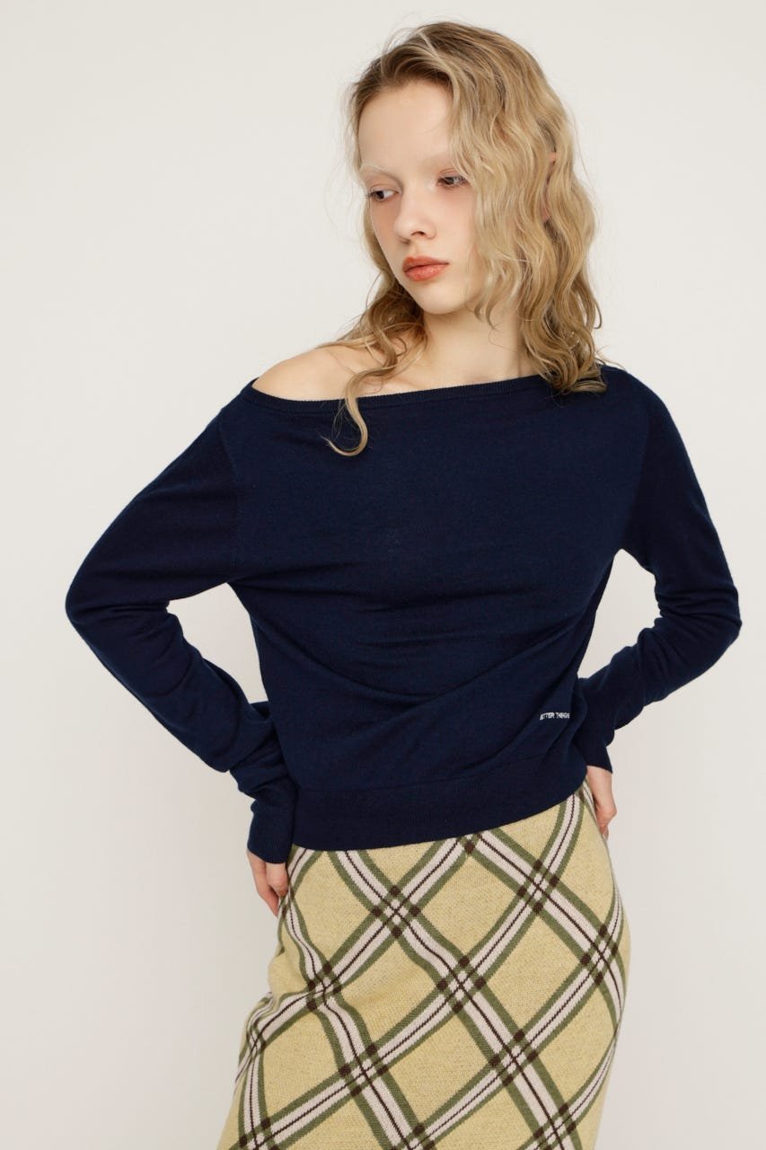 SLY OFF SHOULDER 2WAY HG トップス スライ トップス ニット グリーン ネイビー グレー