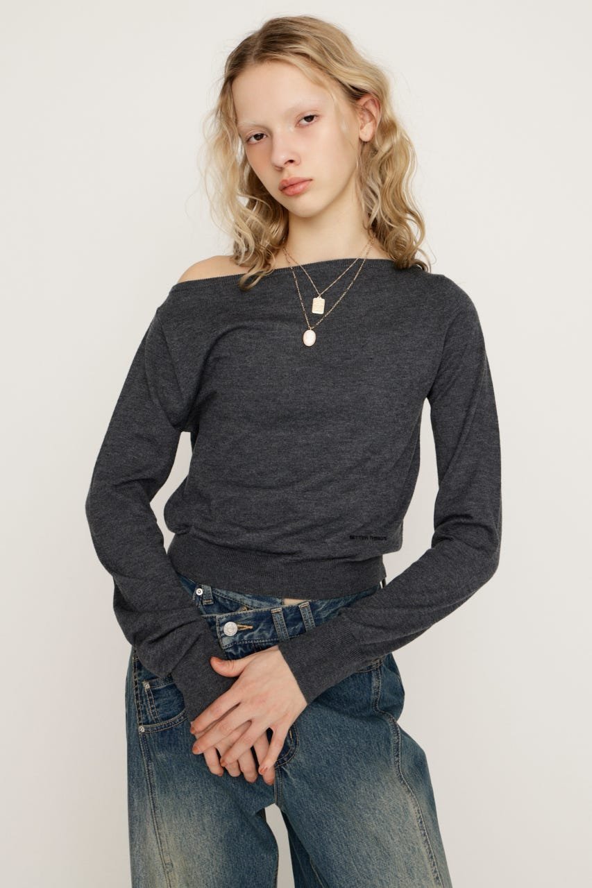 SLY OFF SHOULDER 2WAY HG トップス スライ トップス ニット グリーン ネイビー グレー