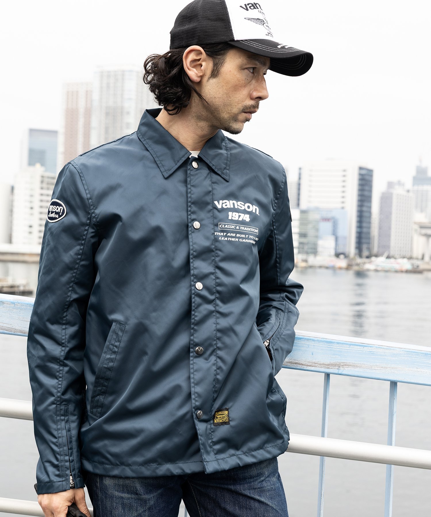 Vanson Leathers COACH JACKET バンソンレザーズ ジャケット・アウター ナイロンジャケット ブラック グレー ネイビー【送料無料】