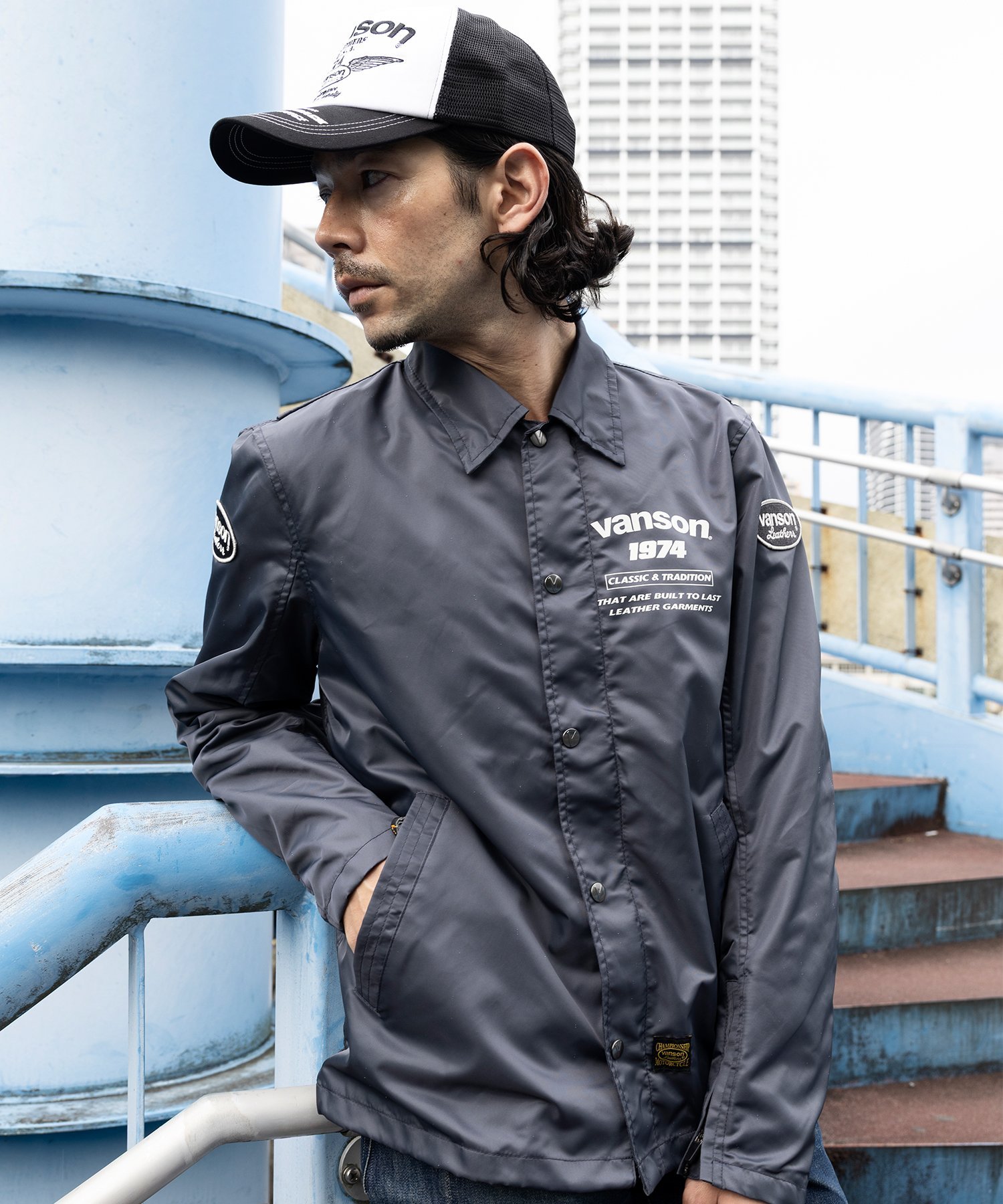 Vanson Leathers COACH JACKET バンソンレザーズ ジャケット・アウター ナイロンジャケット ブラック グレー ネイビー【送料無料】