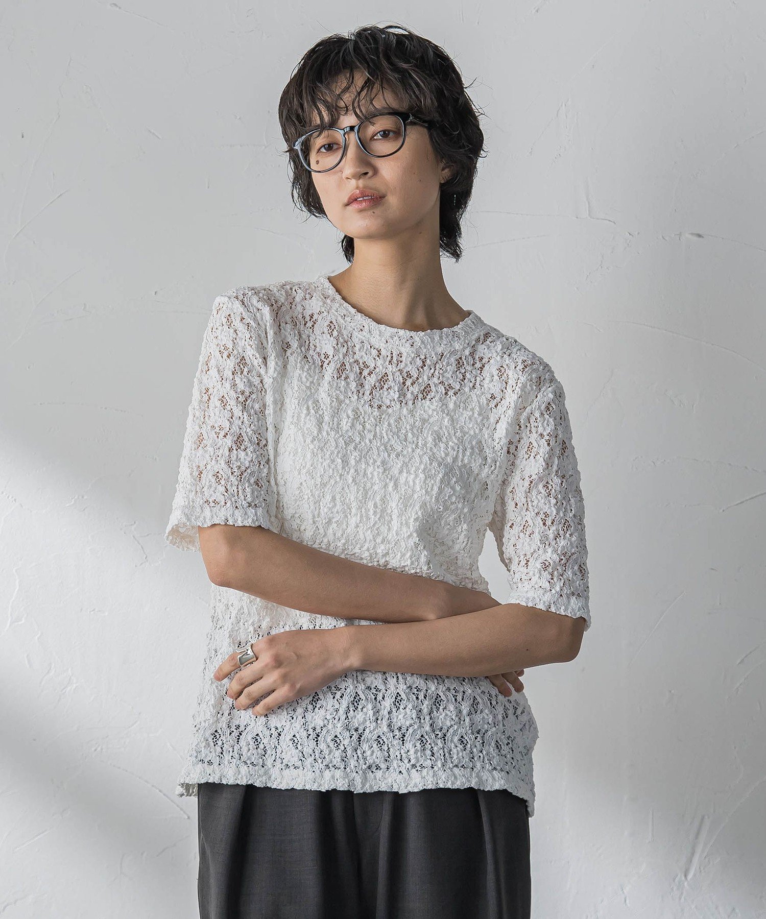 MAYSON GREY カムイレースハーフスリーブT メイソングレイ トップス カットソー・Tシャツ ブラウン ホワイト