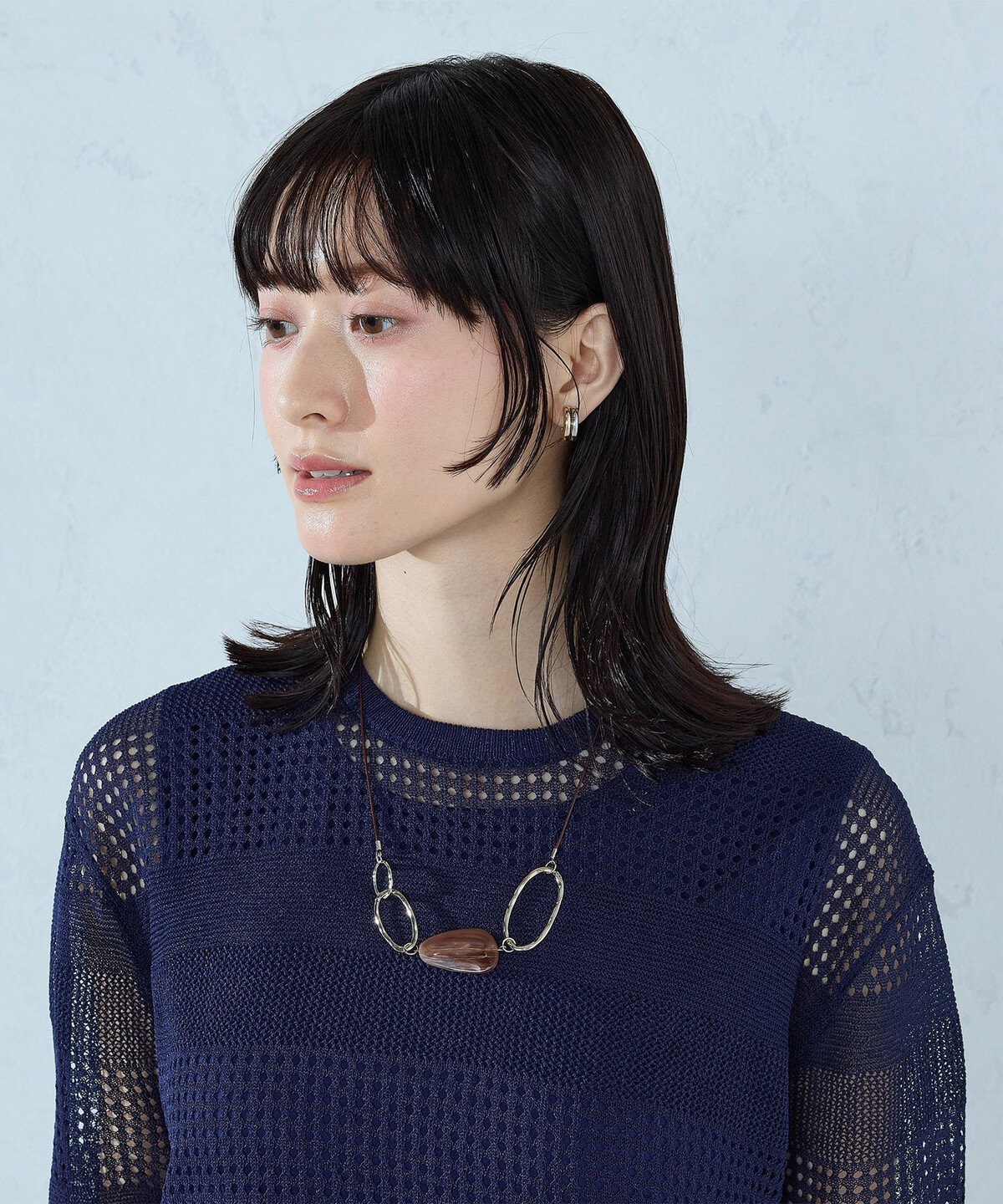 COMME CA ISM オーバルコンビ コードネックレス コムサイズム アクセサリー・腕時計 ネックレス ブラウン グレー
