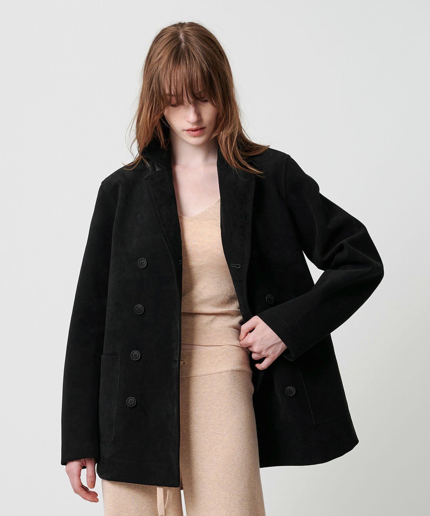【SALE／40%OFF】ATTISESSION ＜ATTISESSION＞スエードライク ボンディング Pコート ユナイテッドアローズ アウトレット ジャケット・アウター その他のジャケット・アウター ブラック ブラウン【送料無料】 stylife-15708087 Rakuten Fashion サンプル画像3