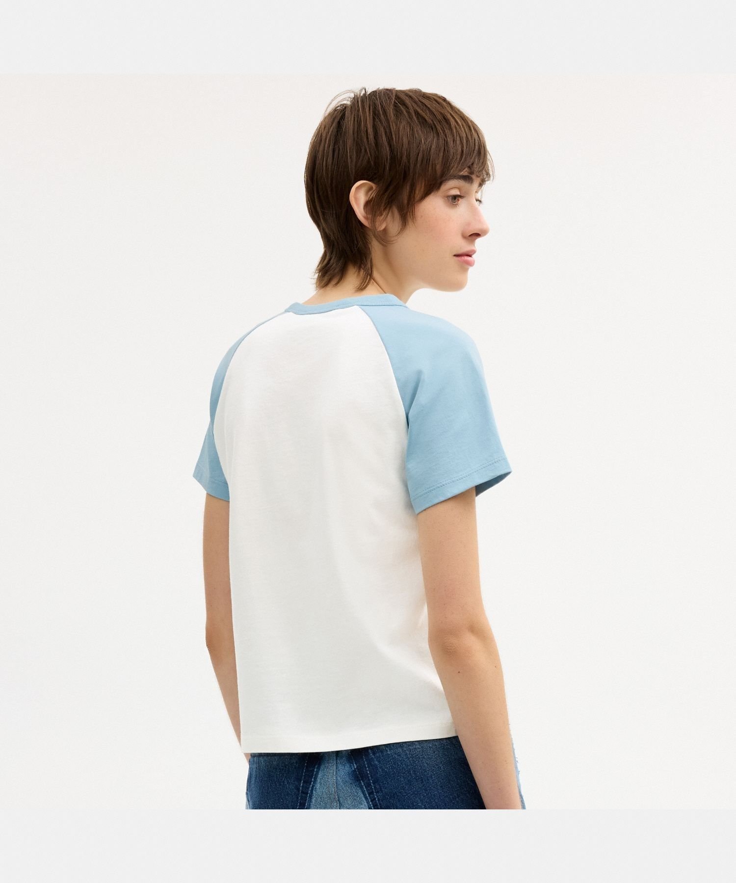 COACH OUTLET 【公式】ギンガム スポーティ ラグラン Tシャツ コーチ アウトレット トップス カットソー・Tシャツ ホワイト