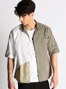 【SALE／70 OFF】NICOLE CLUB FOR MEN パネル切り替え半袖シャツ ニコル トップス シャツ ブラウス ベージュ ブラック ネイビー【送料無料】