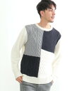 ikka 【洗濯機で洗える】ブロック切り替えニット イッカ トップス その他のトップス ホワイト ネイビー グレー【送料無料】